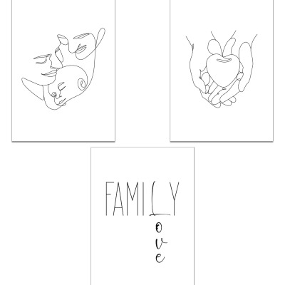 Line Art Set FAMILY - 3 x DIN A4