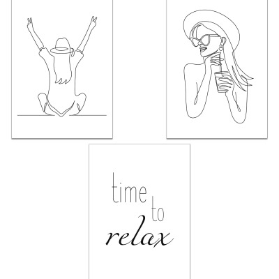 Line Art Set TIME TO RELAX - 3 x DIN A4