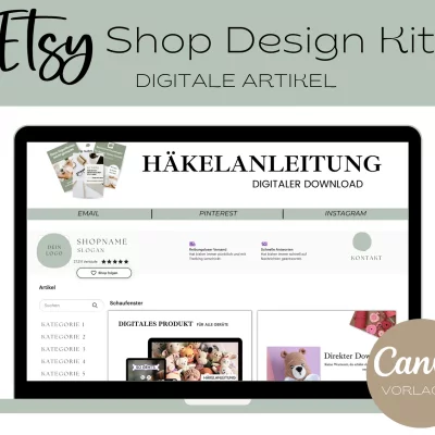 Etsy Shop Design Kit für Digitale Artikel - Canva Vorlagen für Artikelbilder + Banner - inkl.