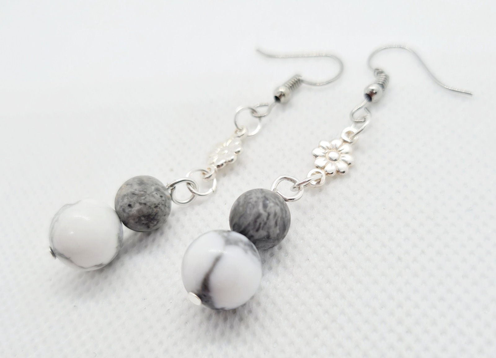 Howlith Perlen Ohrringe Jasper weiß-graue Ohrringe für Frauen 3