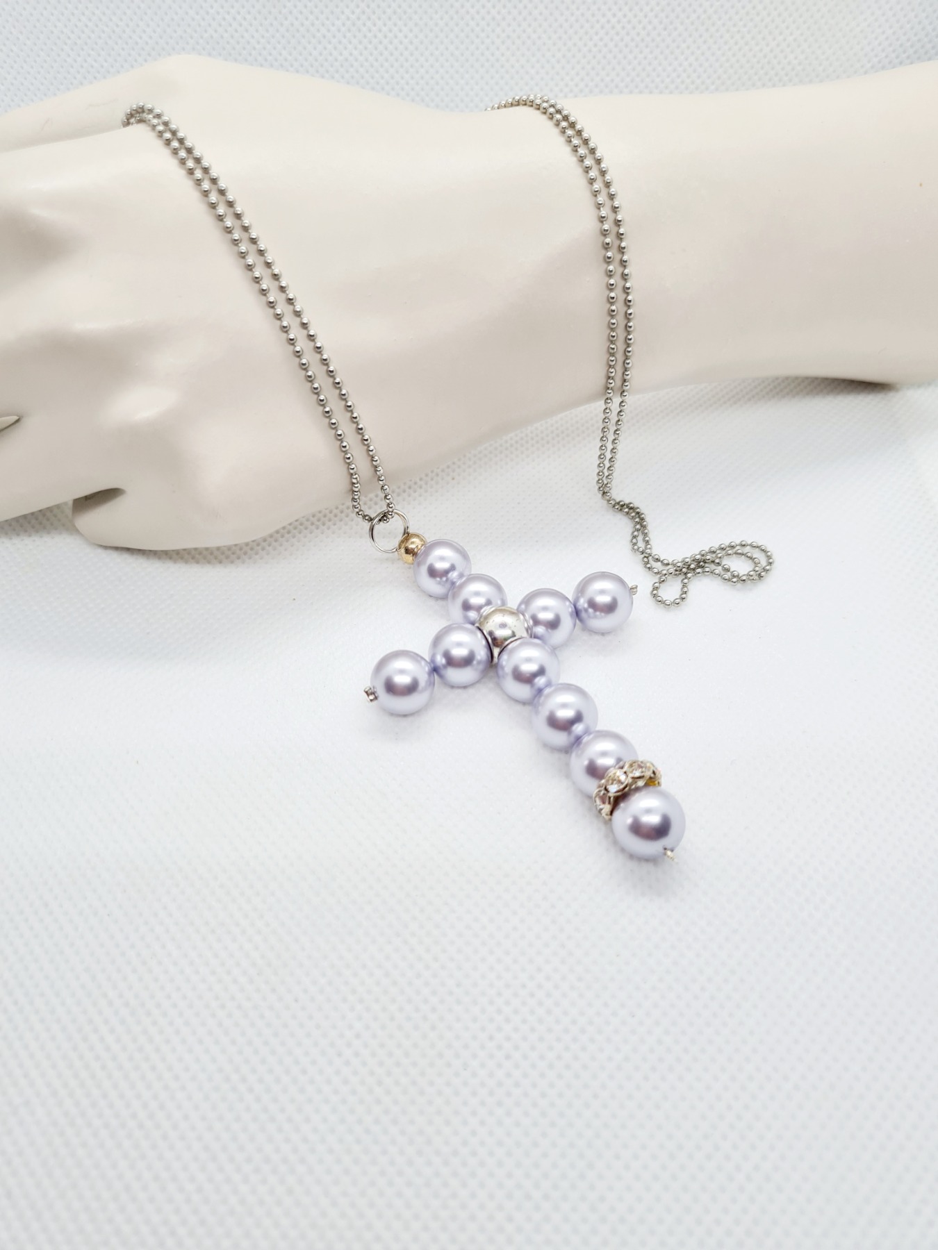 Halsketten aus Kugelkette mit Kreuz-Anhänger 15