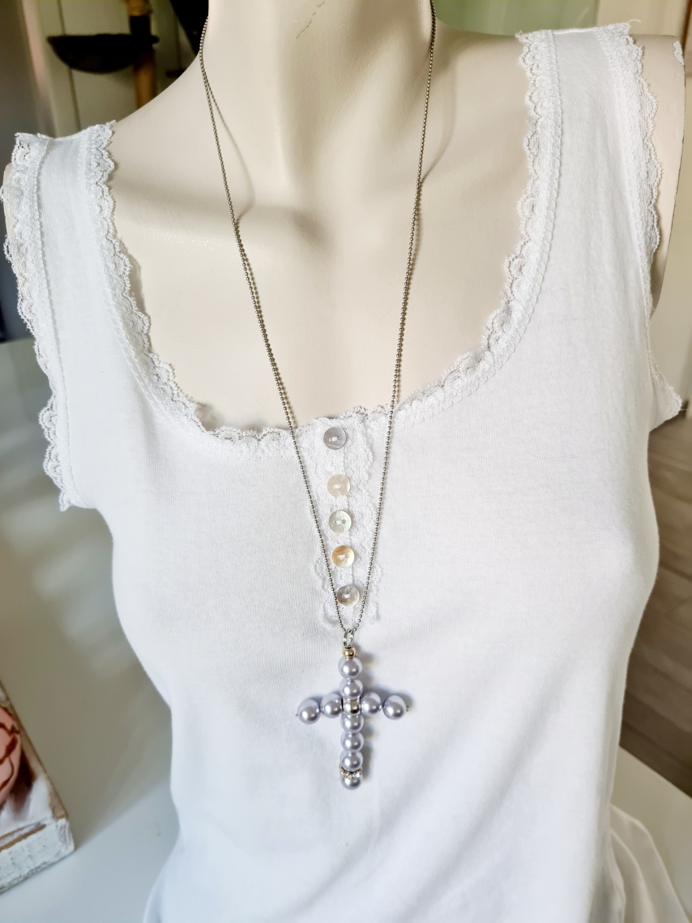 Halsketten aus Kugelkette mit Kreuz-Anhänger 10