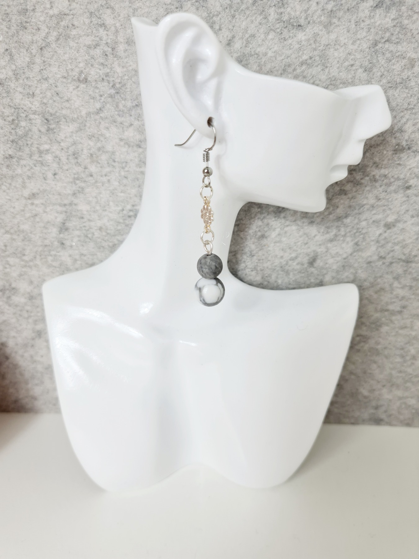 Howlith Perlen Ohrringe Jasper weiß-graue Ohrringe für Frauen 6