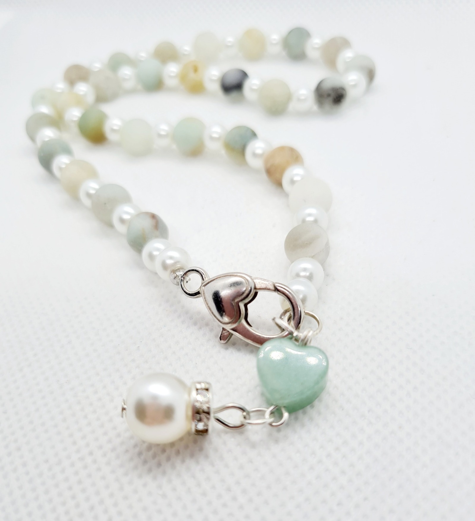 Frauen Schmuck Halskette Hummerklaue Naturstein Perlen 3