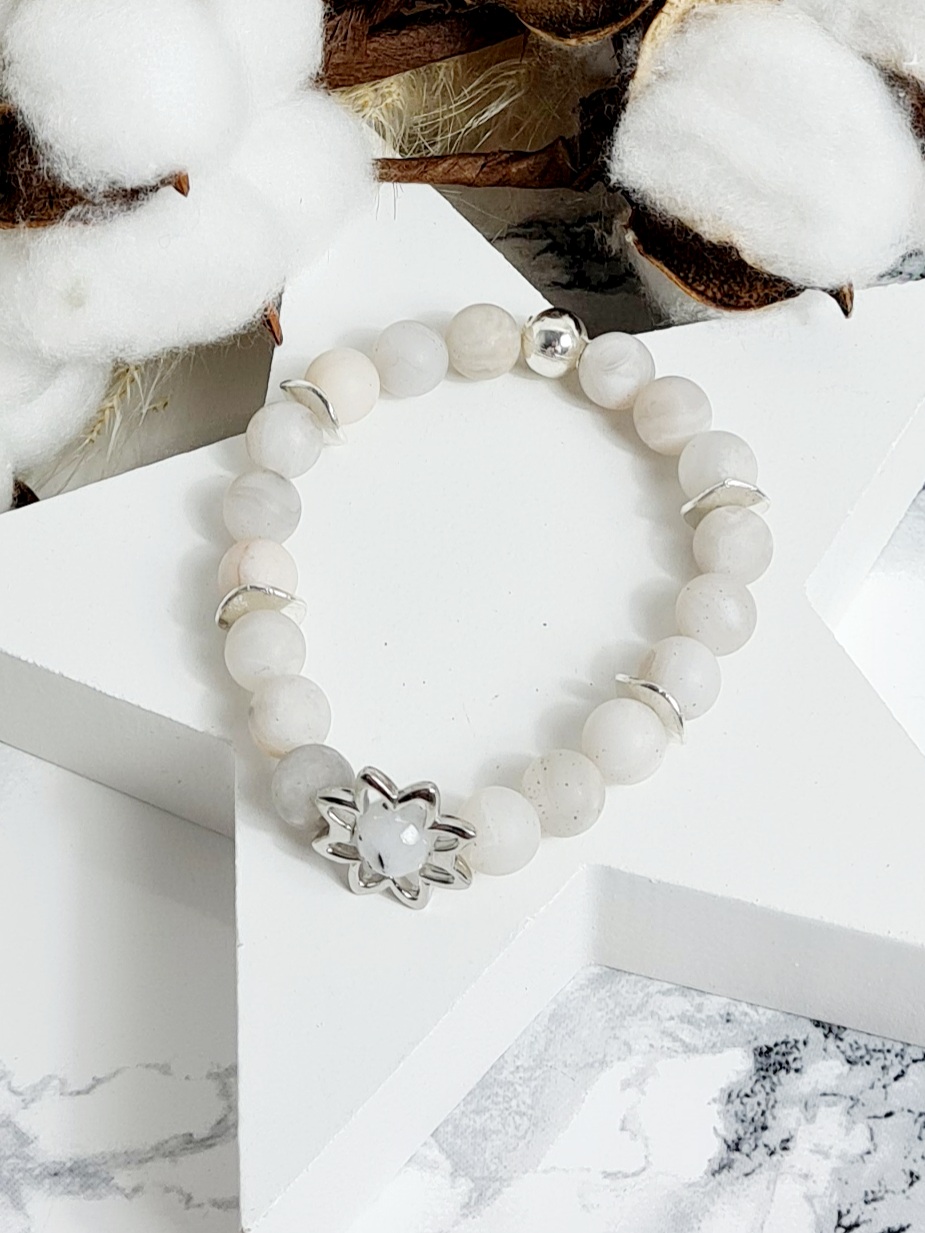 Armband aus gefrosteten Achat Perlen