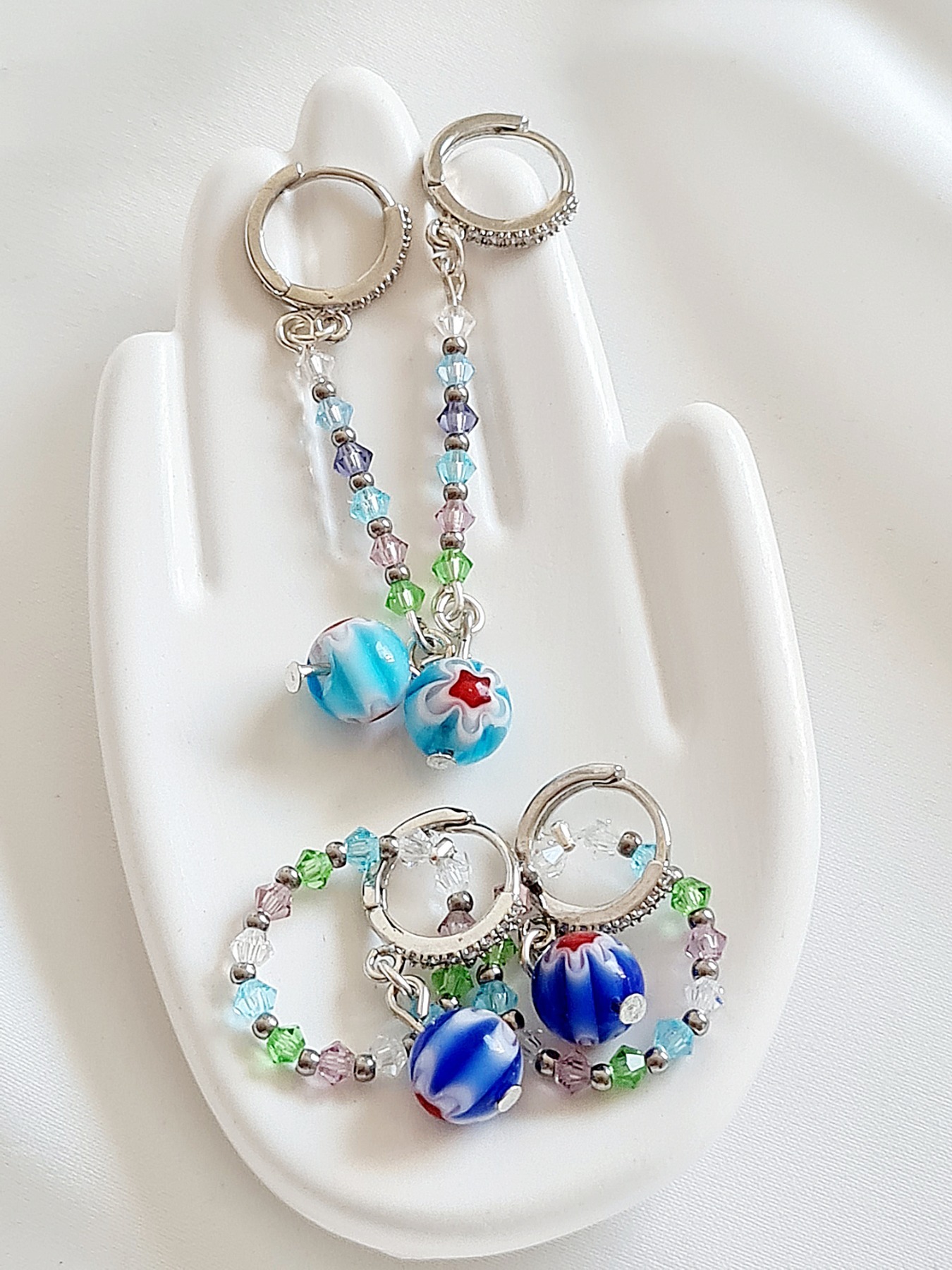 Ohrringe aus Preciosa Perlen mit Millefiori Perlen 3