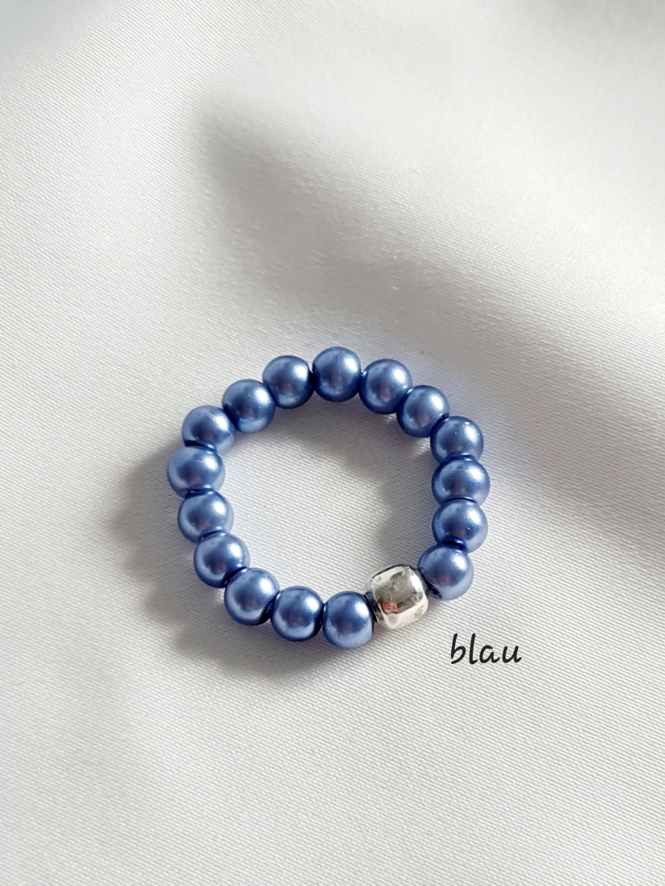 Blaue Perlenringe Glaswachsperlenringe elastisches Ringe Frauenringe 4