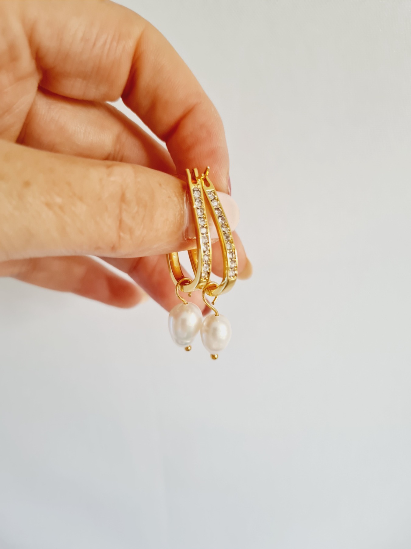 Vergoldete Ohrringe Süßwasser Zucht Perlen Ohrschmuck 6