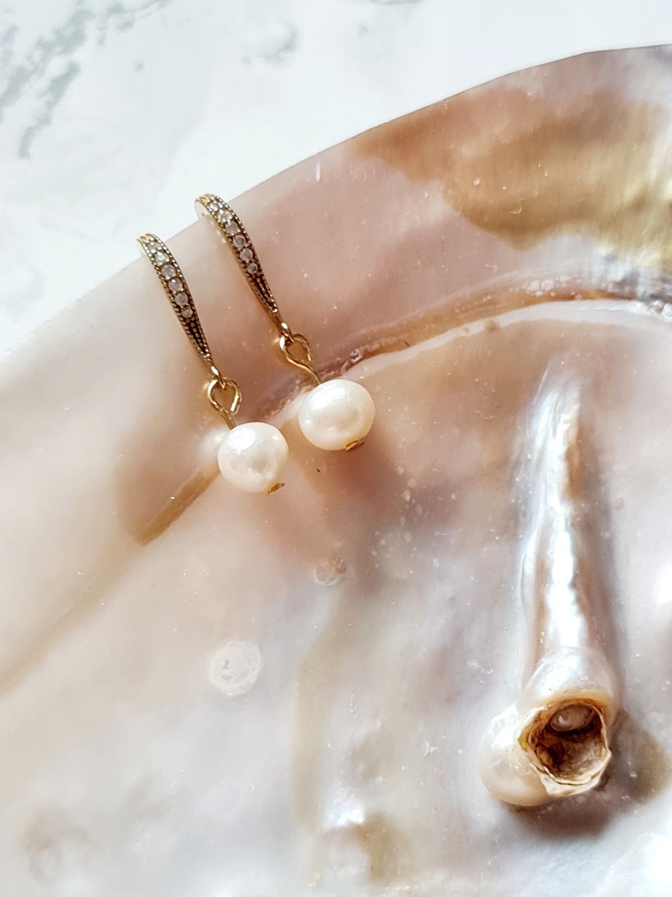 Süßwasserperlen Ohrringe Vergoldete Ohrringe Perlen Schmuck 6