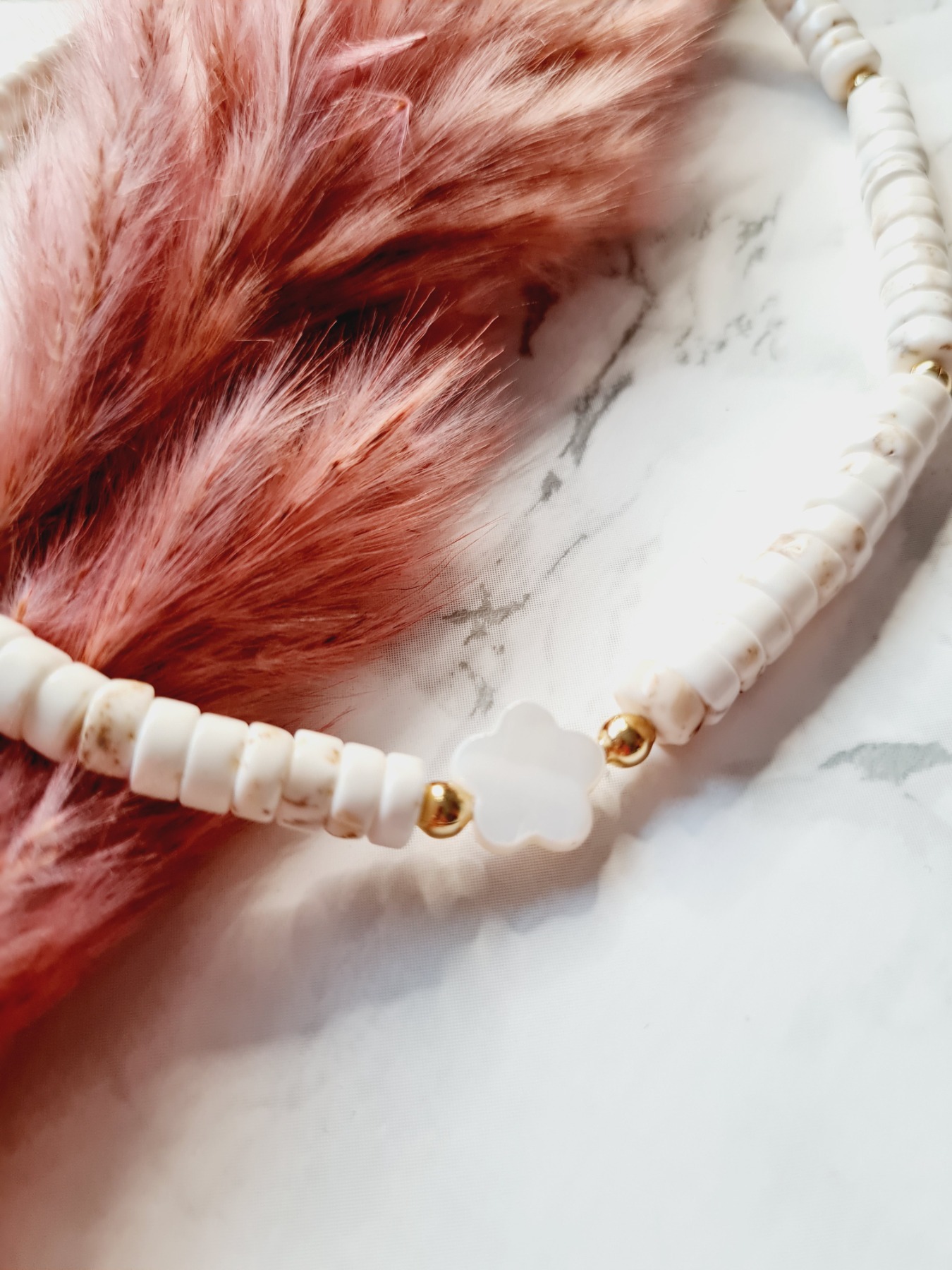 Eleganz Halskette Magnesit Perlen Halskette Perlmuttblüte Halskette Femme Halskette 3