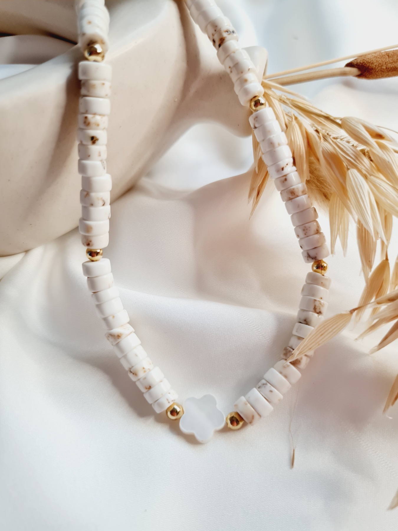 Eleganz Halskette Magnesit Perlen Halskette Perlmuttblüte Halskette Femme Halskette 6