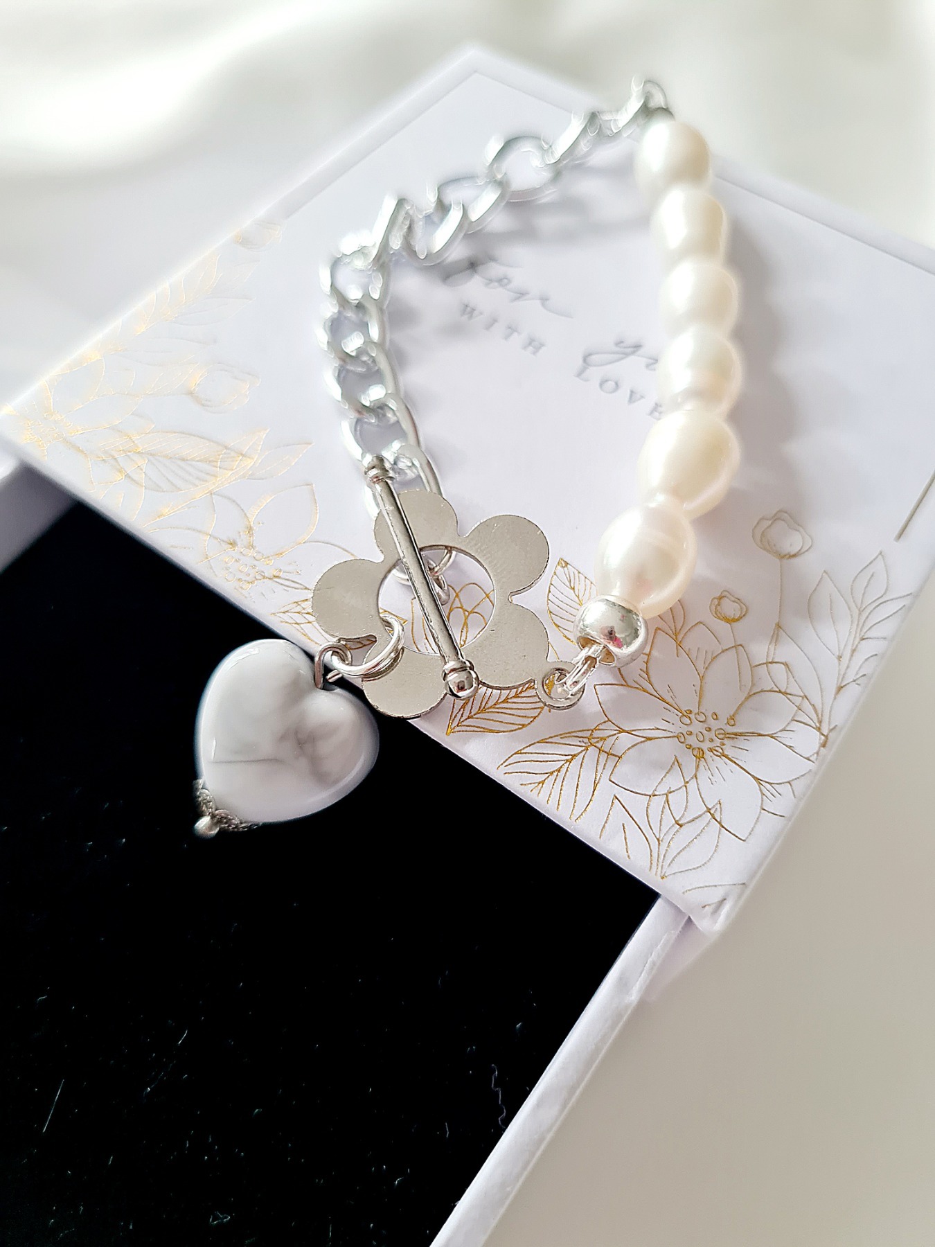 Armband Glieder Süßwasser Perlen originelles Armband Gliederkette Frauen 7