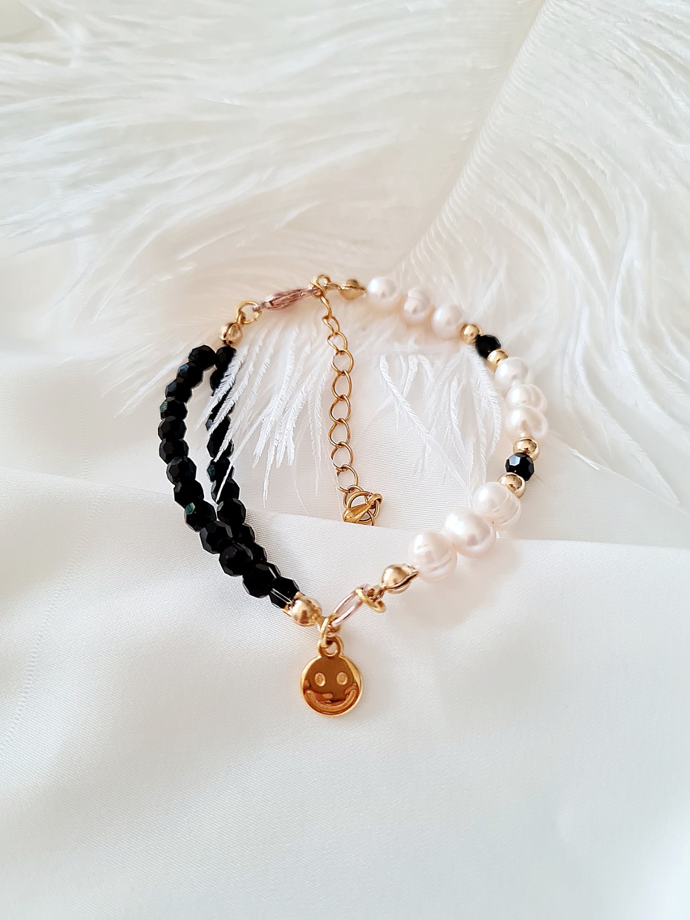 Perfektes Accessoire Perlen Armband Schwarz-Weiß Perlen Süßwasser Zucht Perlen 3
