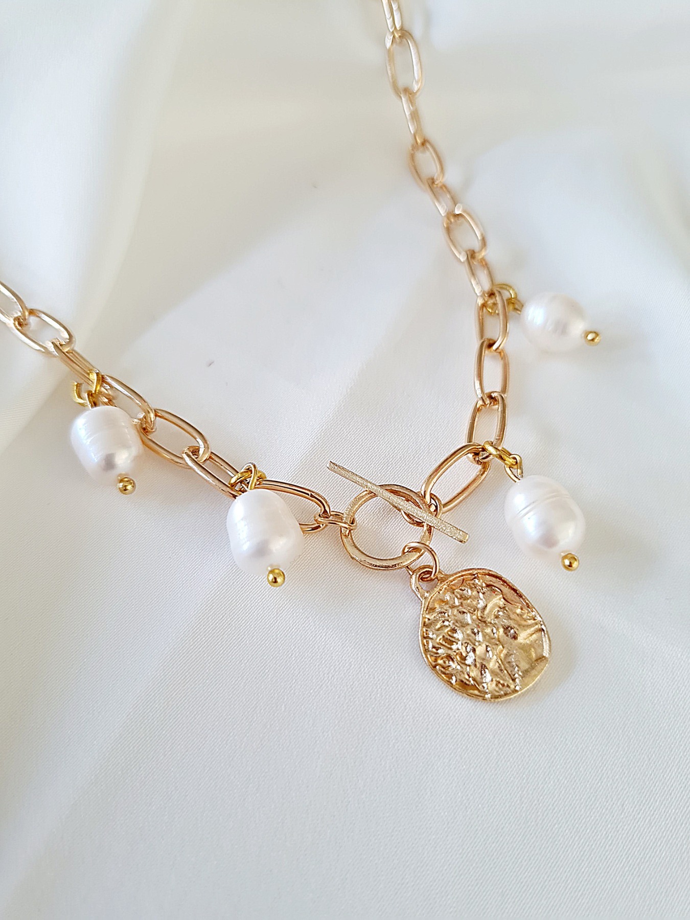 Handgefertigte Perlenkette Süßwasserperlenkette Frauen Halskette 7