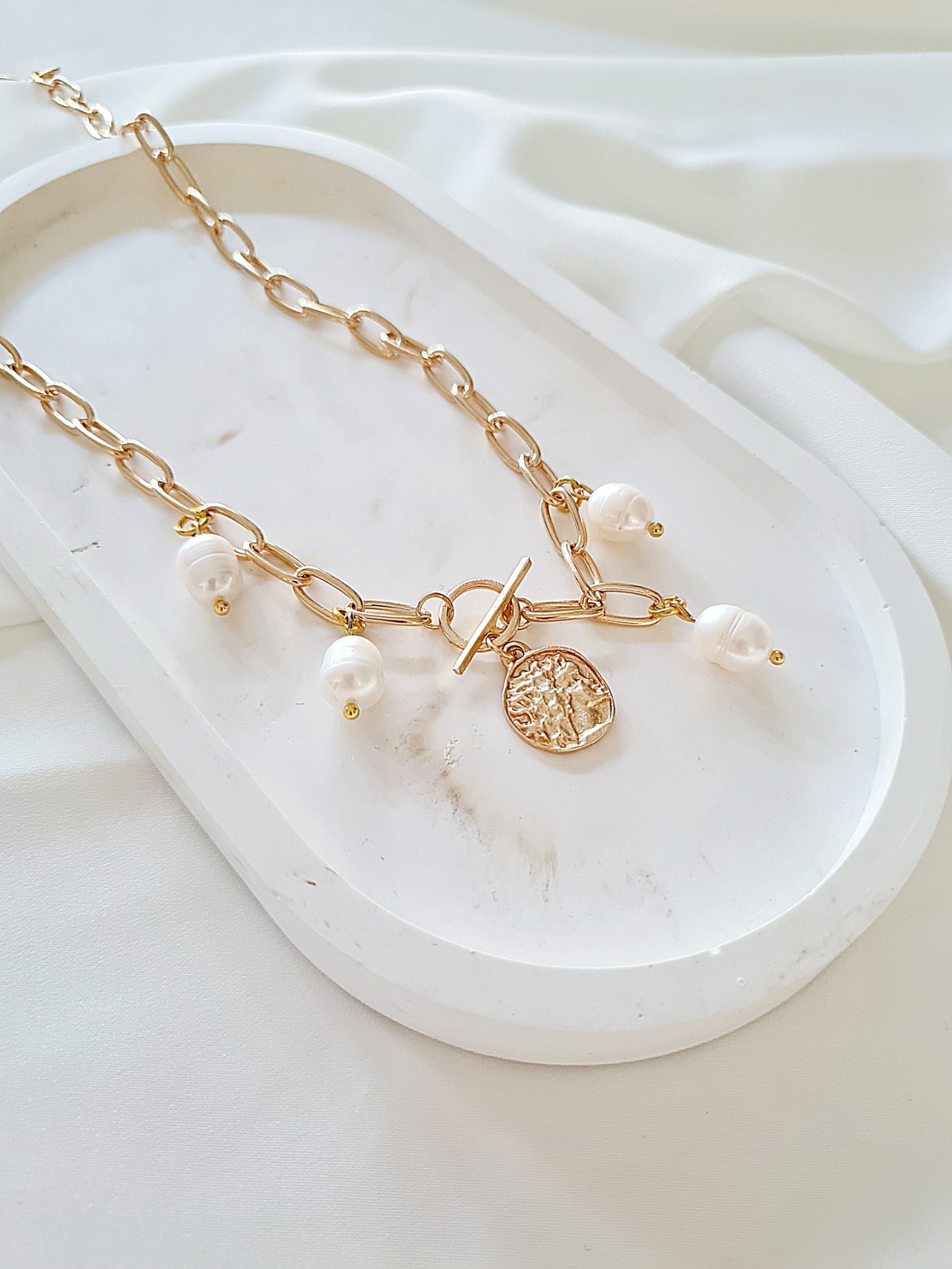 Handgefertigte Perlenkette Süßwasserperlenkette Frauen Halskette 6