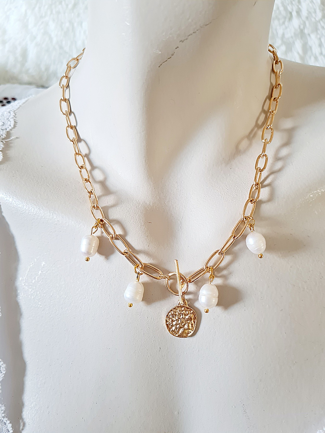Handgefertigte Perlenkette Süßwasserperlenkette Frauen Halskette 5