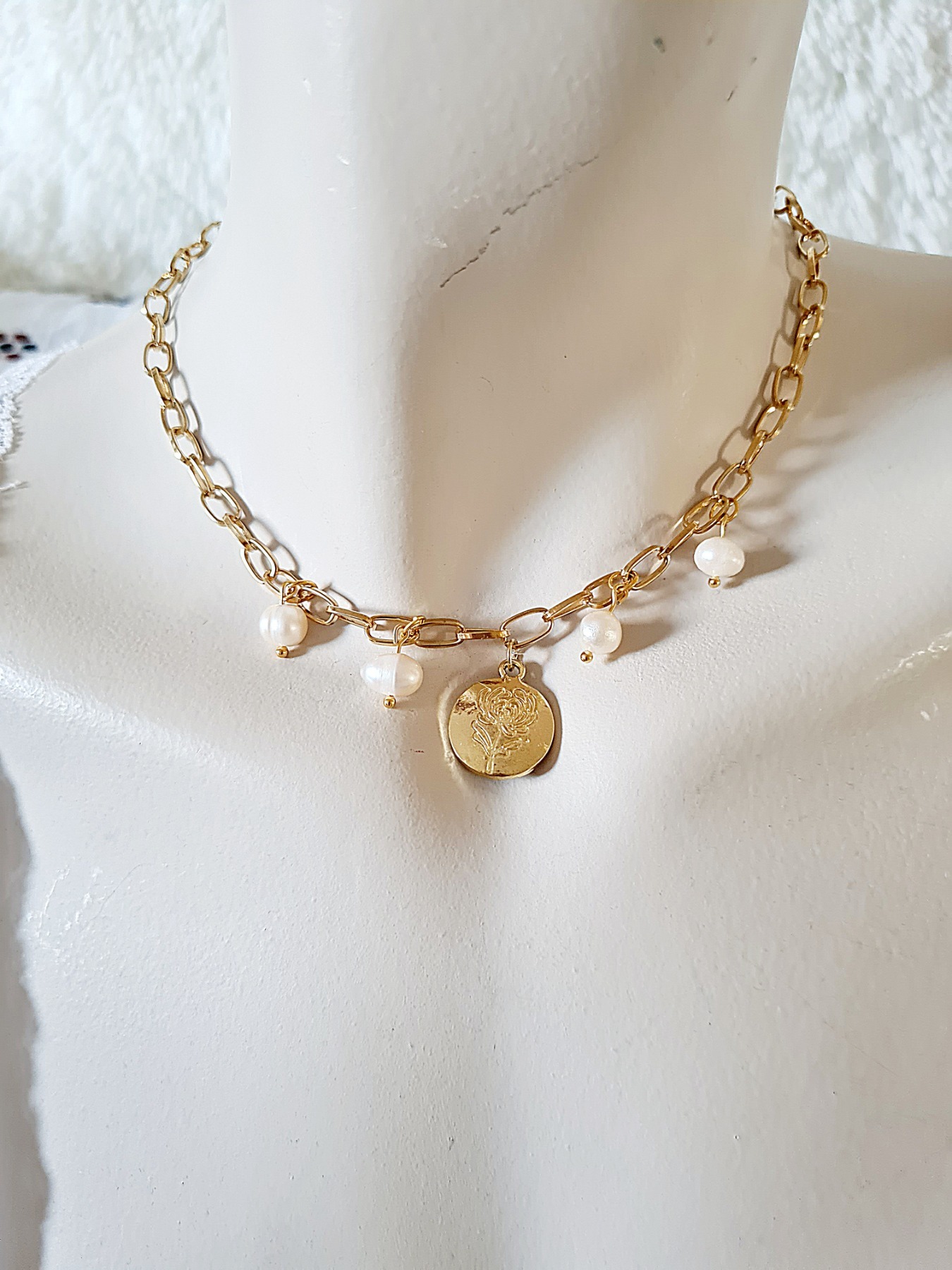 Schlichte Perlenkette Halskette kurz handgefertigte Perlenkette 5