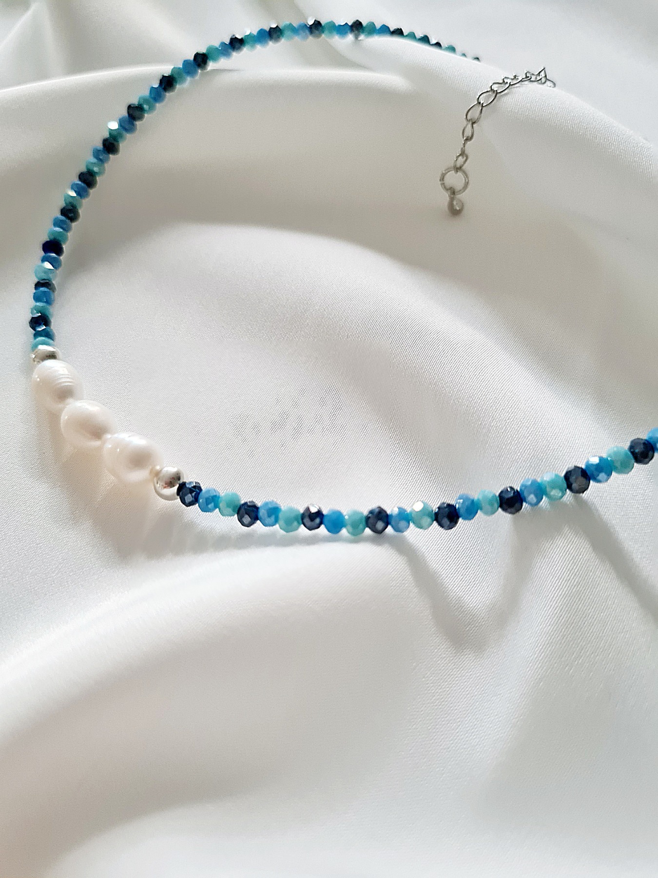 Funkelnde Perlen Süßwasser Perlen Glasperlen blaue Perlen Frauen 9