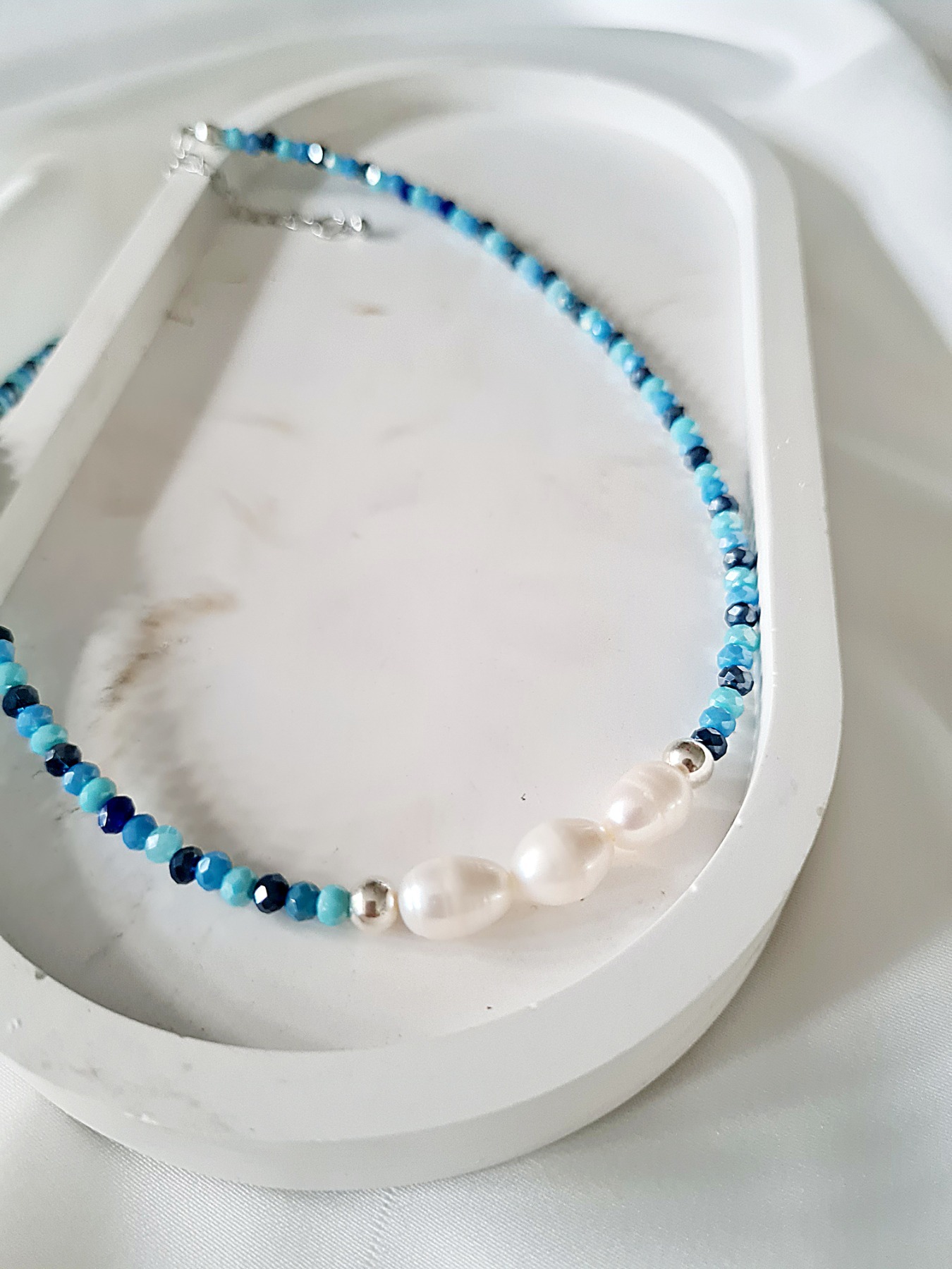 Funkelnde Perlen Süßwasser Perlen Glasperlen blaue Perlen Frauen 6