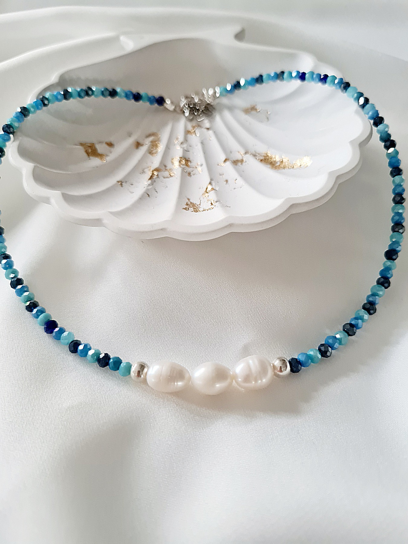 Funkelnde Perlen Süßwasser Perlen Glasperlen blaue Perlen Frauen 5