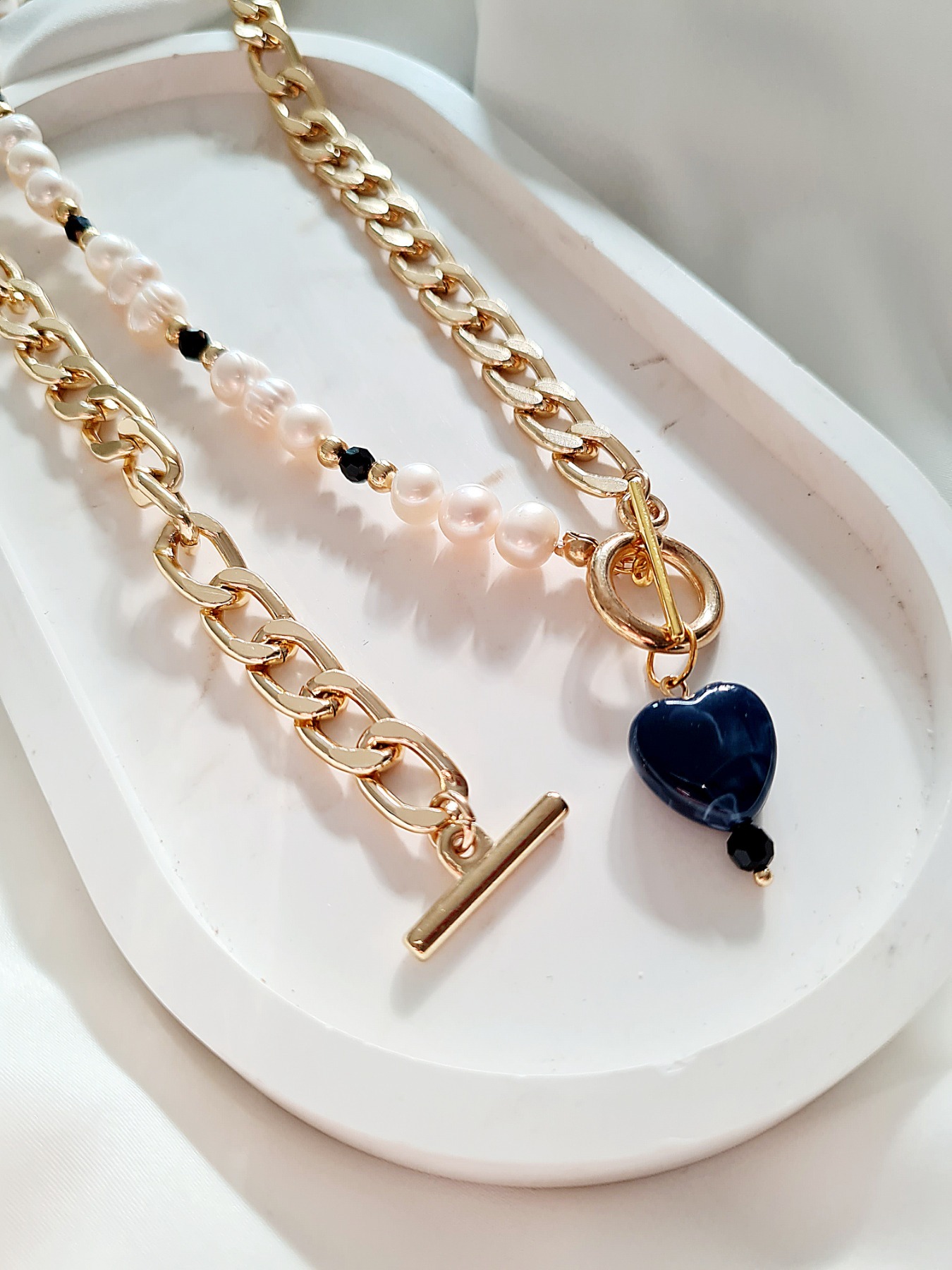 Halskette Süßwasser Raffiniert Perlen Gliederkette Mädchen originell Zucht 4