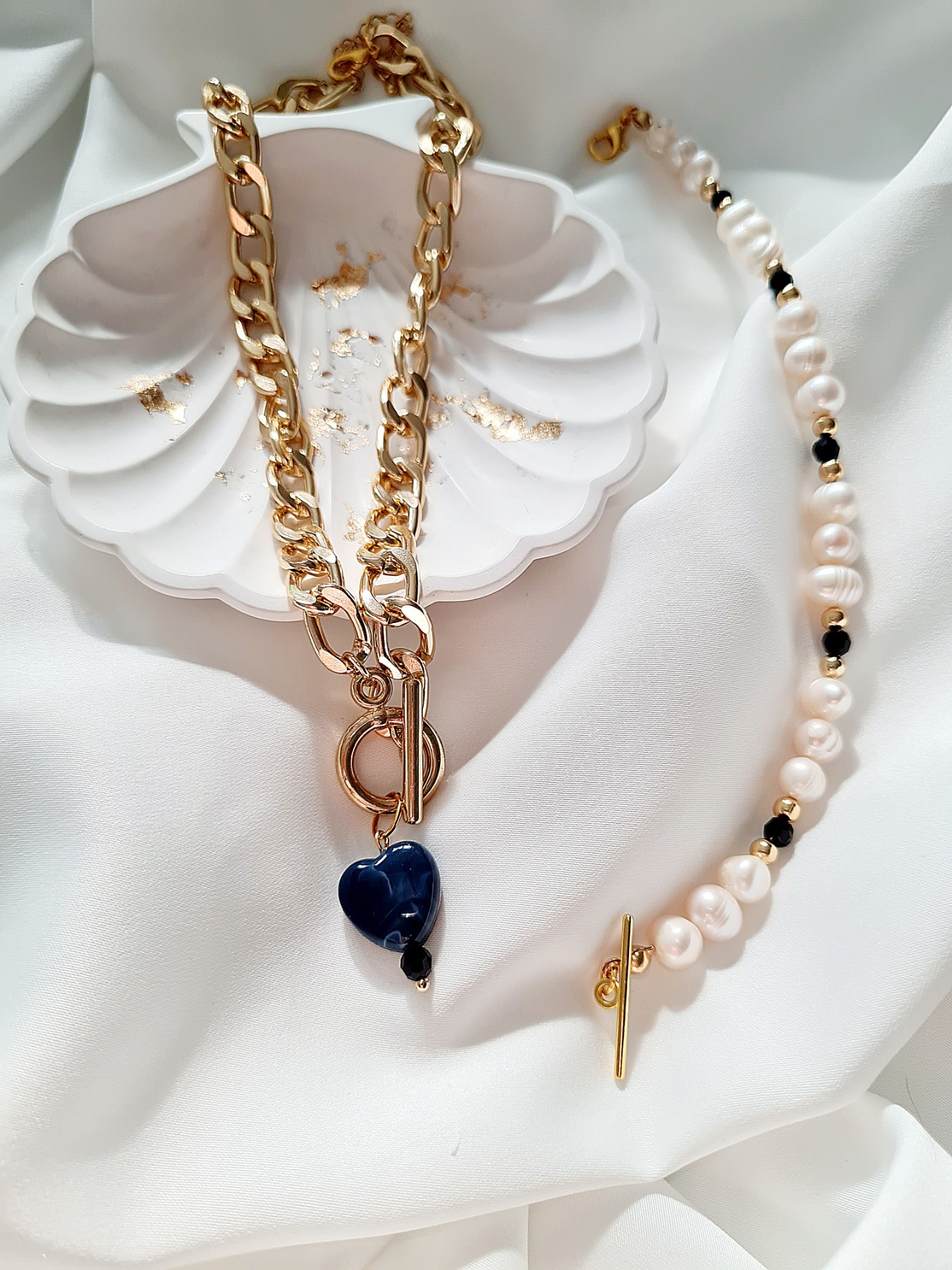 Halskette Süßwasser Raffiniert Perlen Gliederkette Mädchen originell Zucht 3