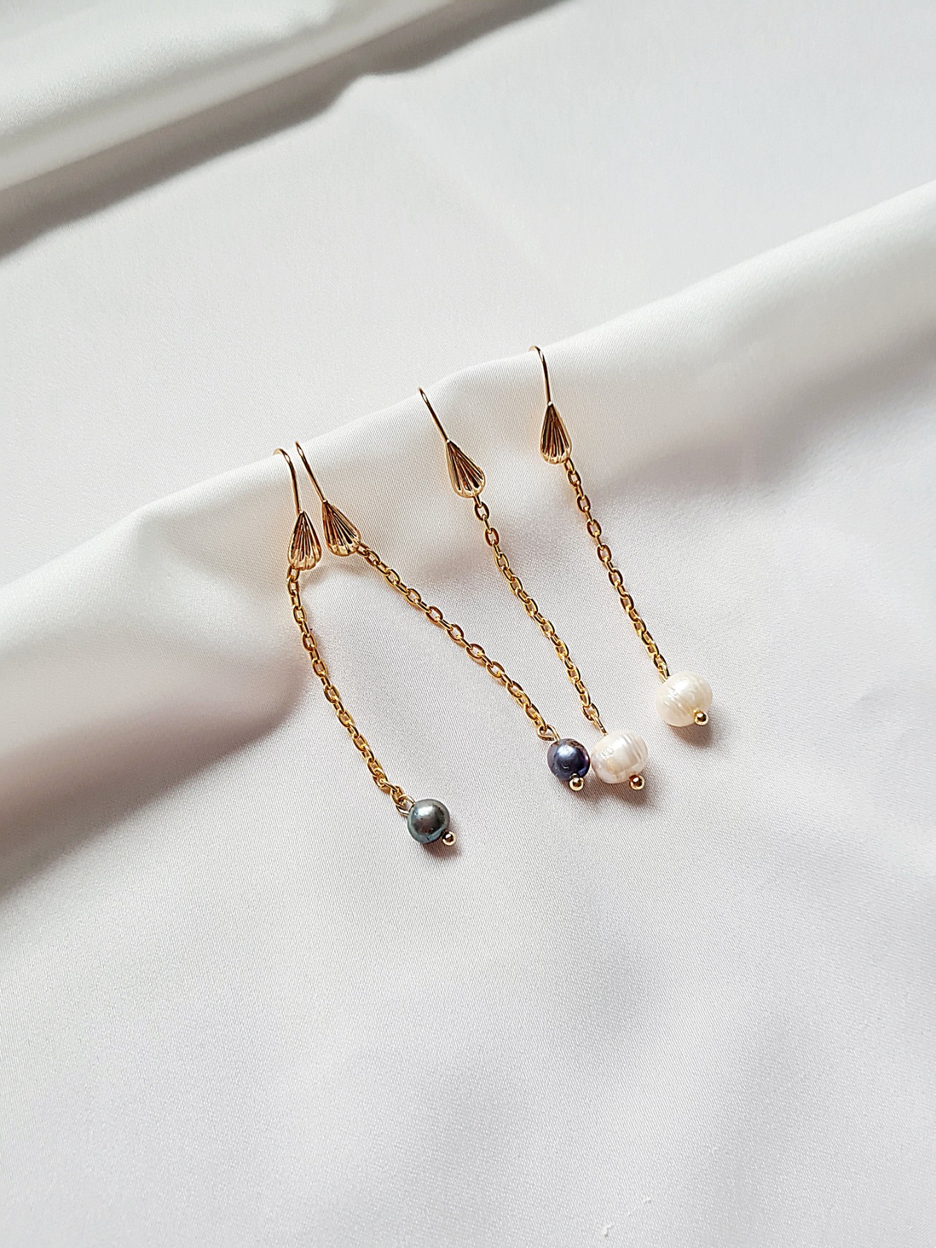 Süßwasser Perlen Ohrringe Lang Elegante Perlenohrringe Perlenohrringe für Frauen