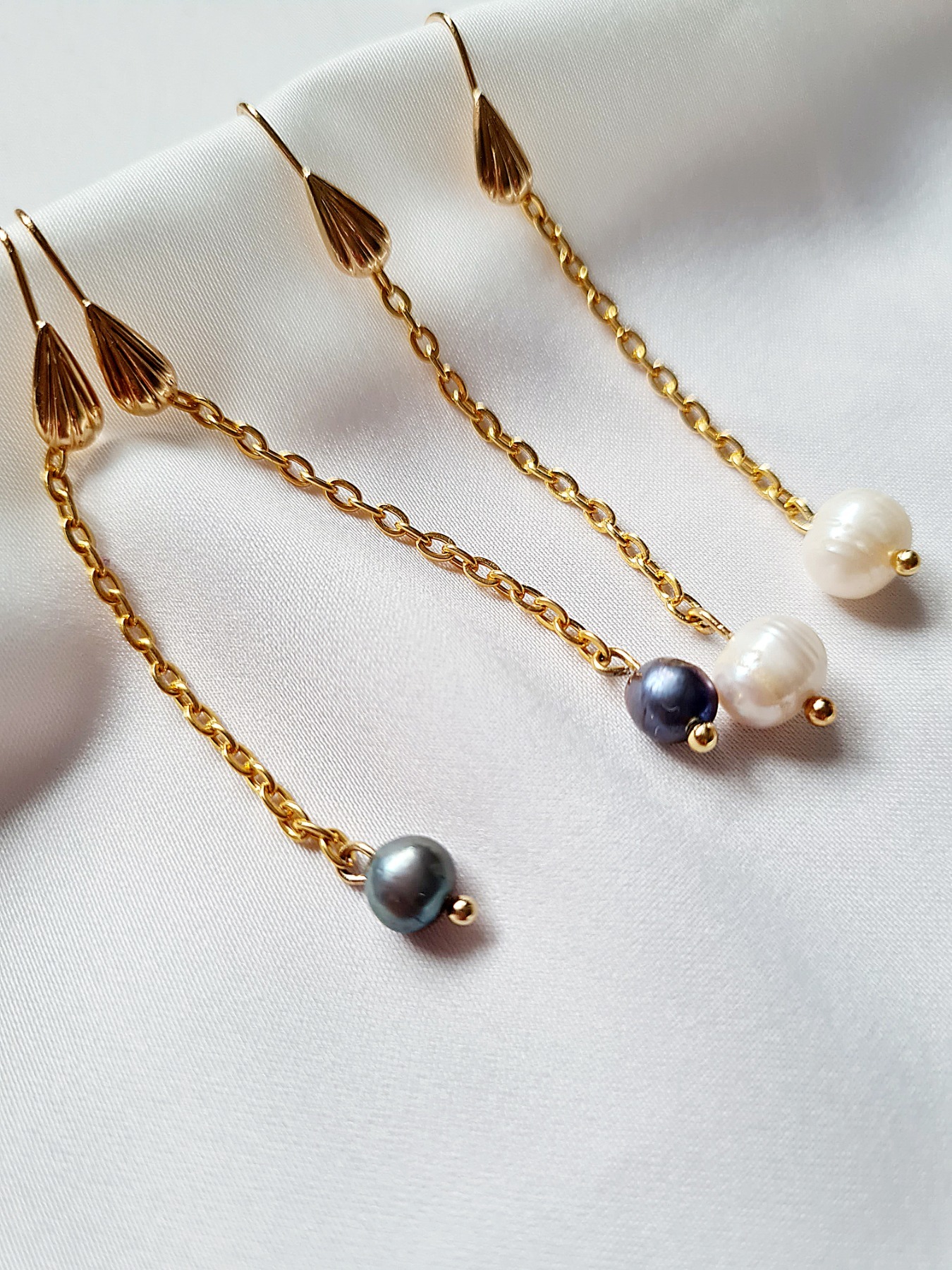 Süßwasser Perlen Ohrringe Lang Elegante Perlenohrringe Perlenohrringe für Frauen
