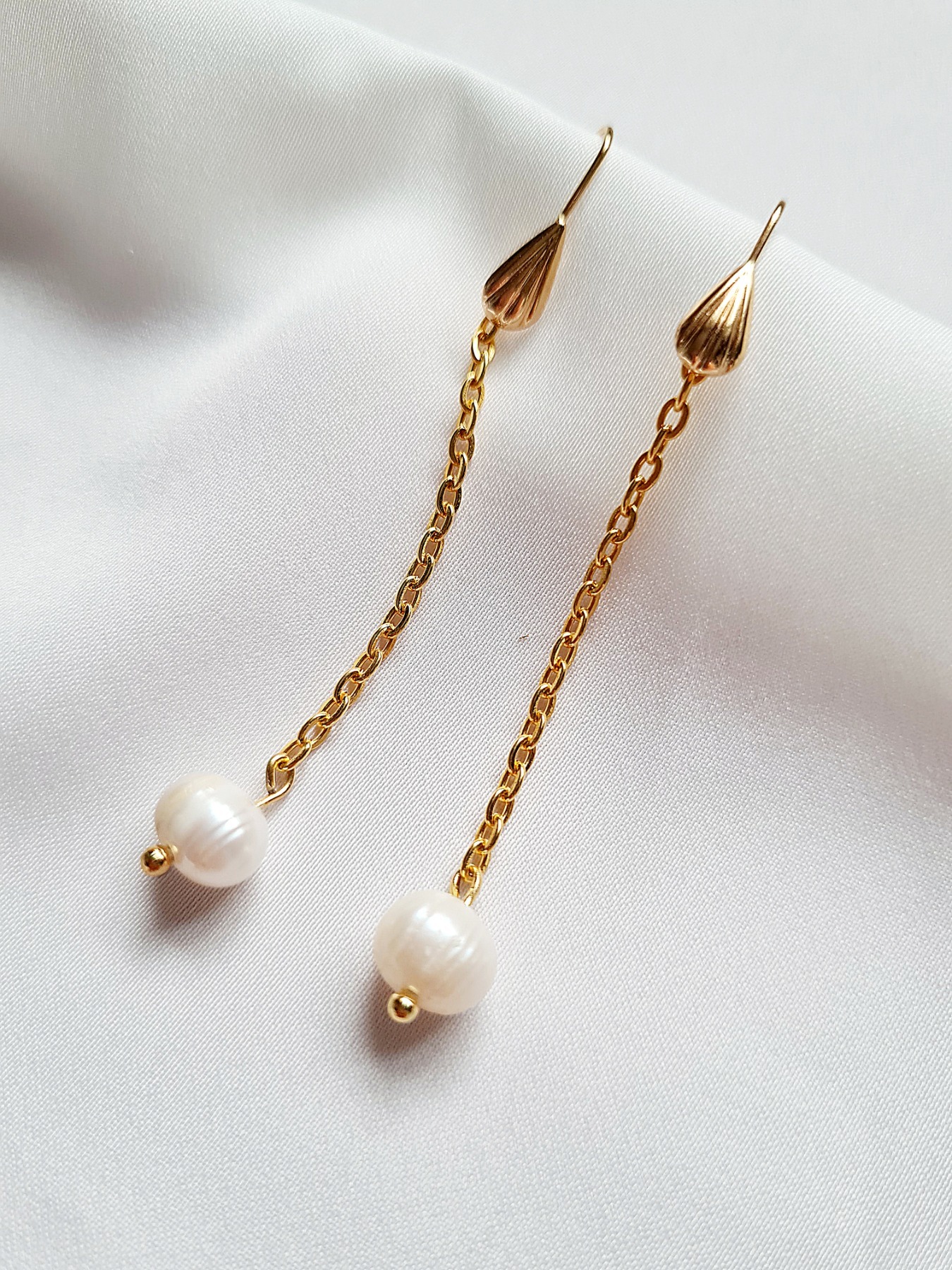 Süßwasser Perlen Ohrringe lange elegante Perlenohrringe 3
