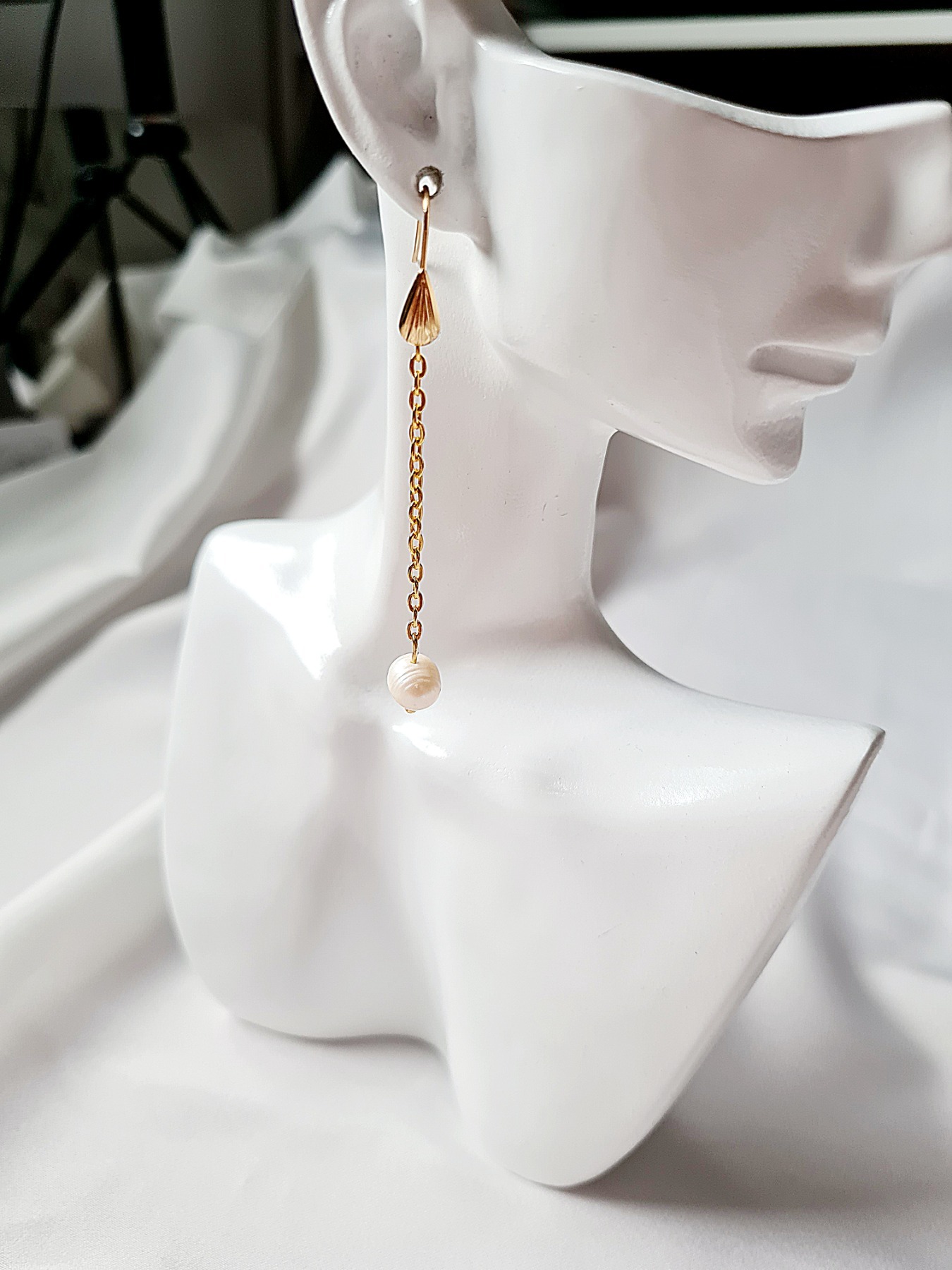 Süßwasser Perlen Ohrringe lange elegante Perlenohrringe 2