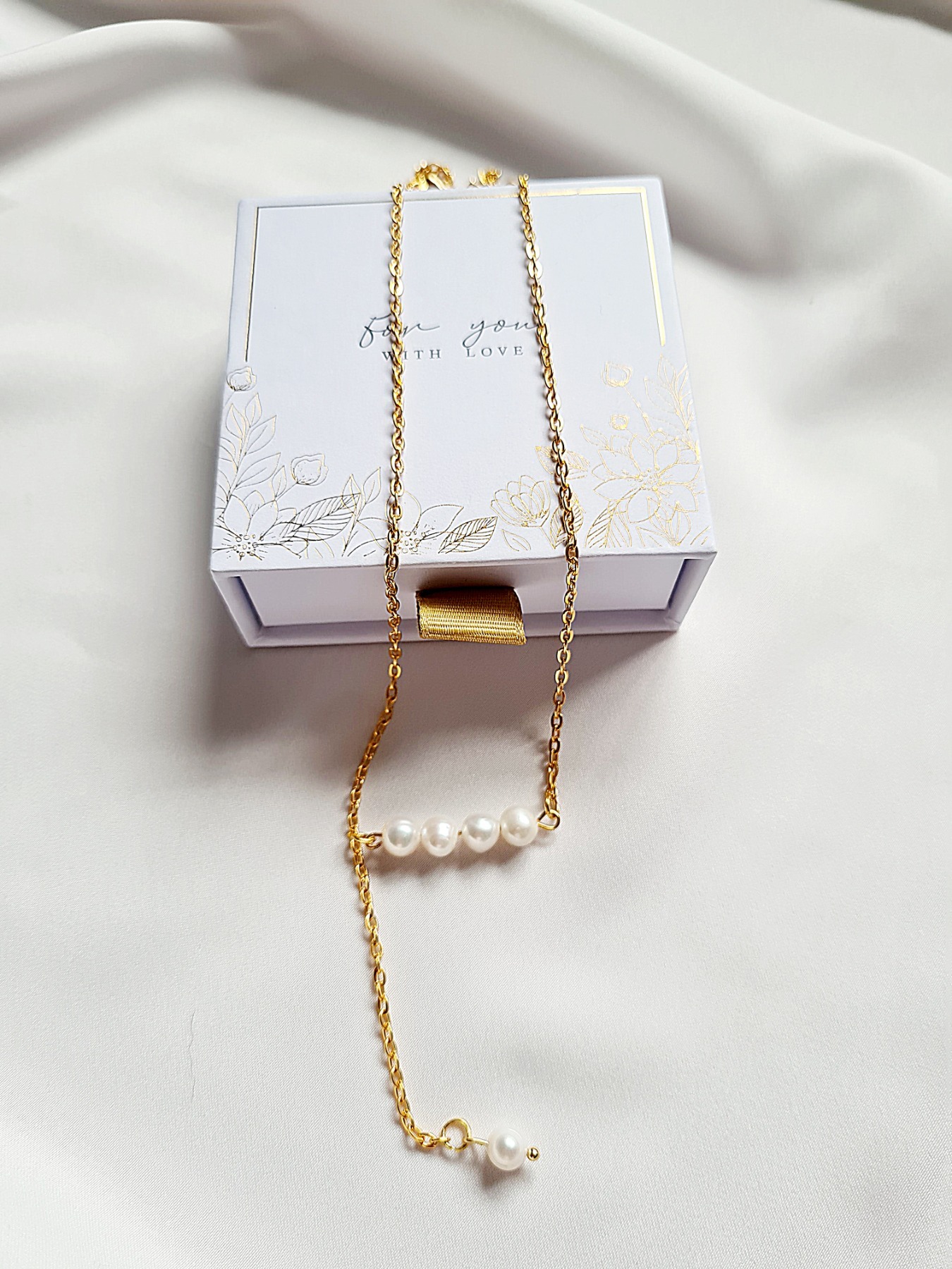 Vergoldete Kette goldene Kette Süßwasser Perlen Edelstahl Halskette 7
