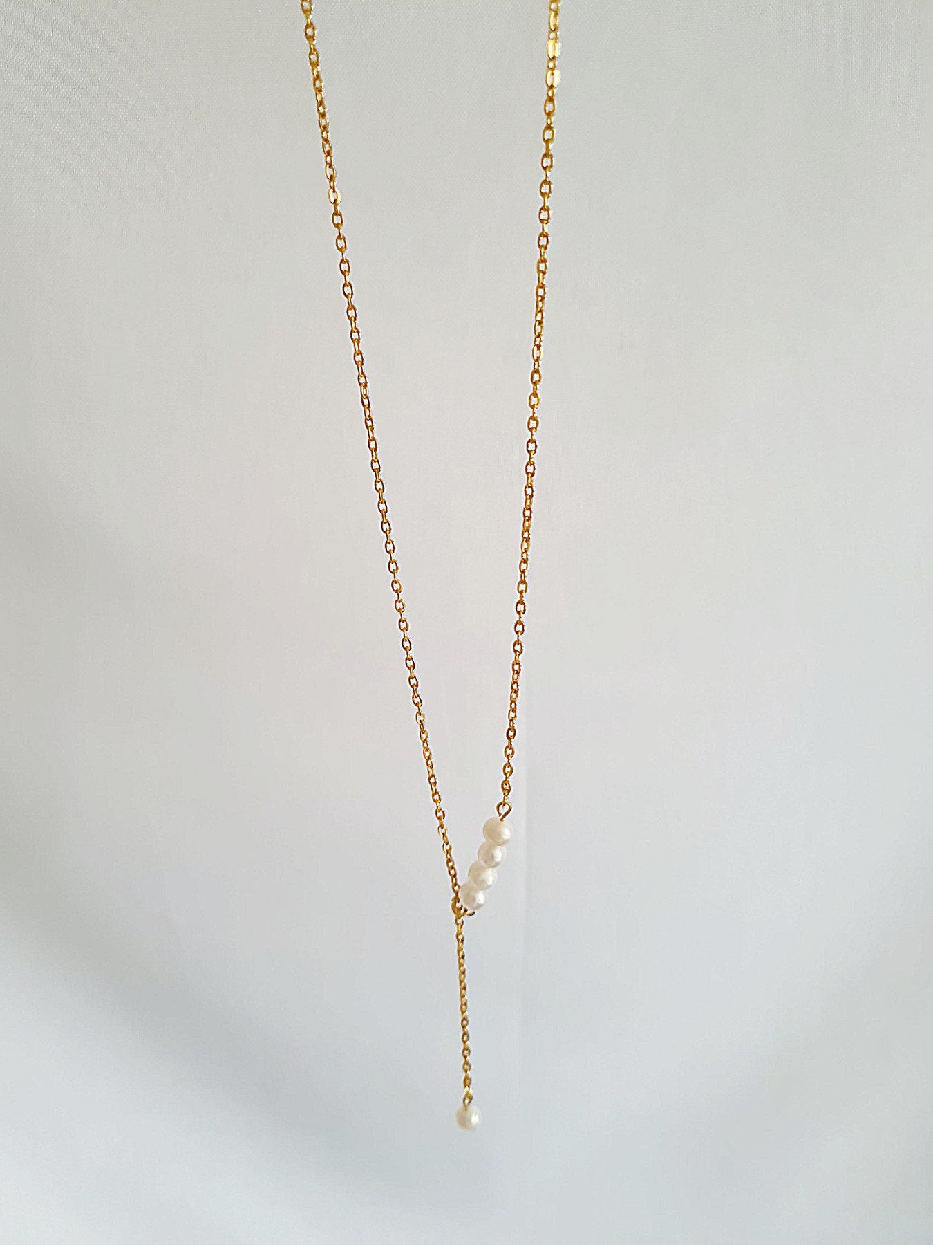 Vergoldete Kette goldene Kette Süßwasser Perlen Edelstahl Halskette 5