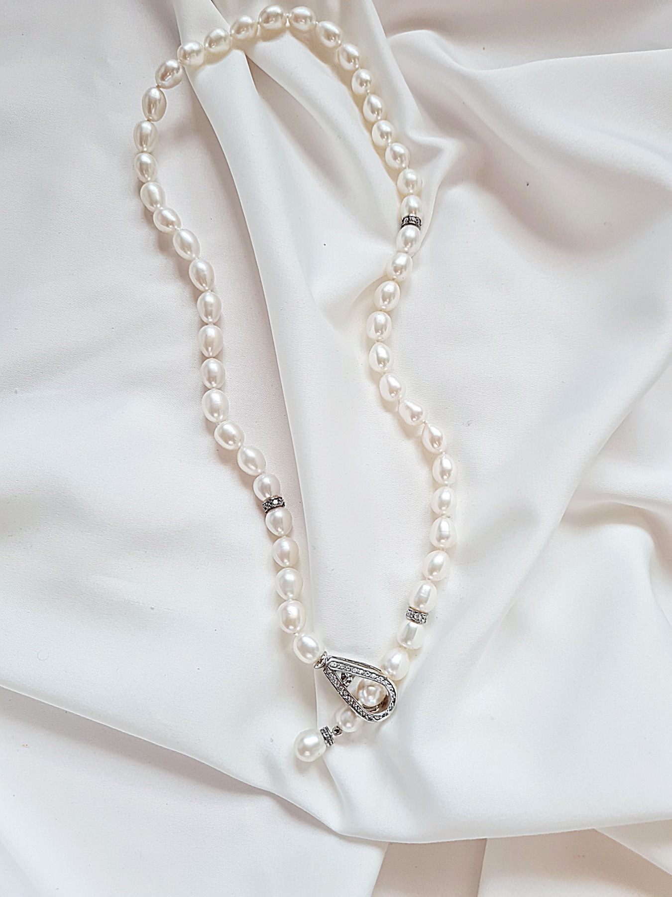 Edel Halskette Süßwasser Perlen Zirkonia Verschluss 4