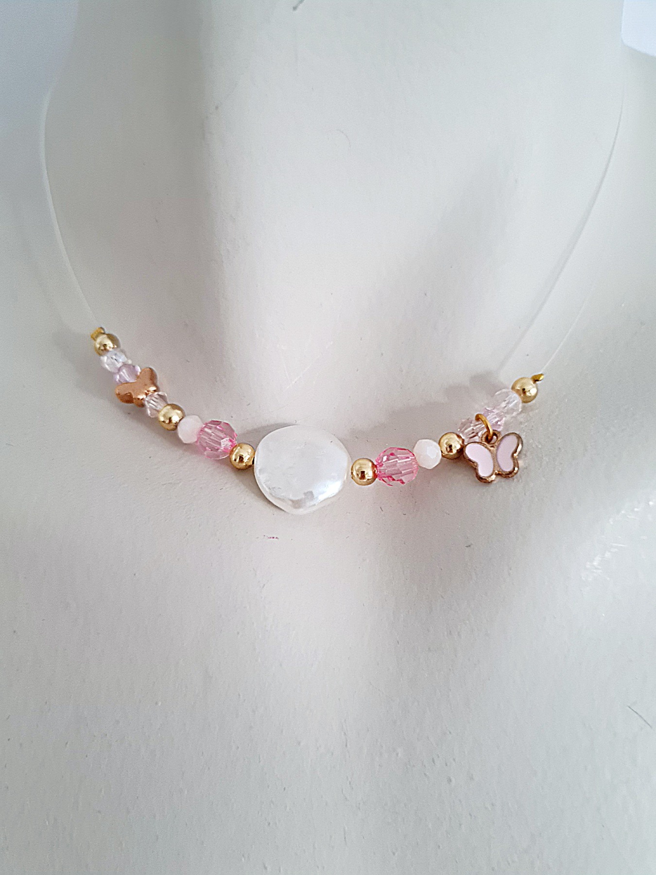 Unsichtbaren Halsketten Mini Anhängern Perlen Kette 8