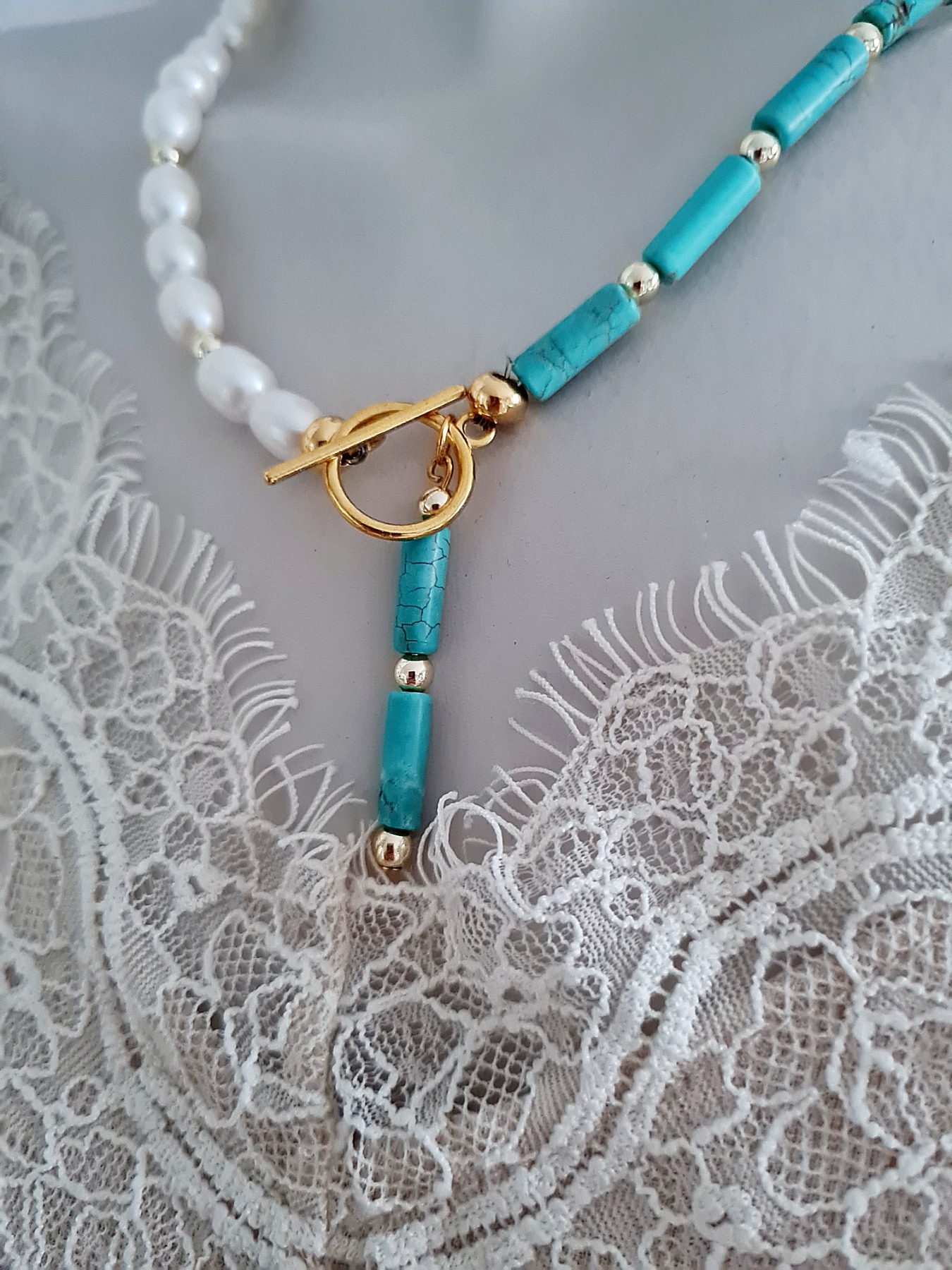 Edle Halskette Süßwasser Perlen Kette elegante Kette 6