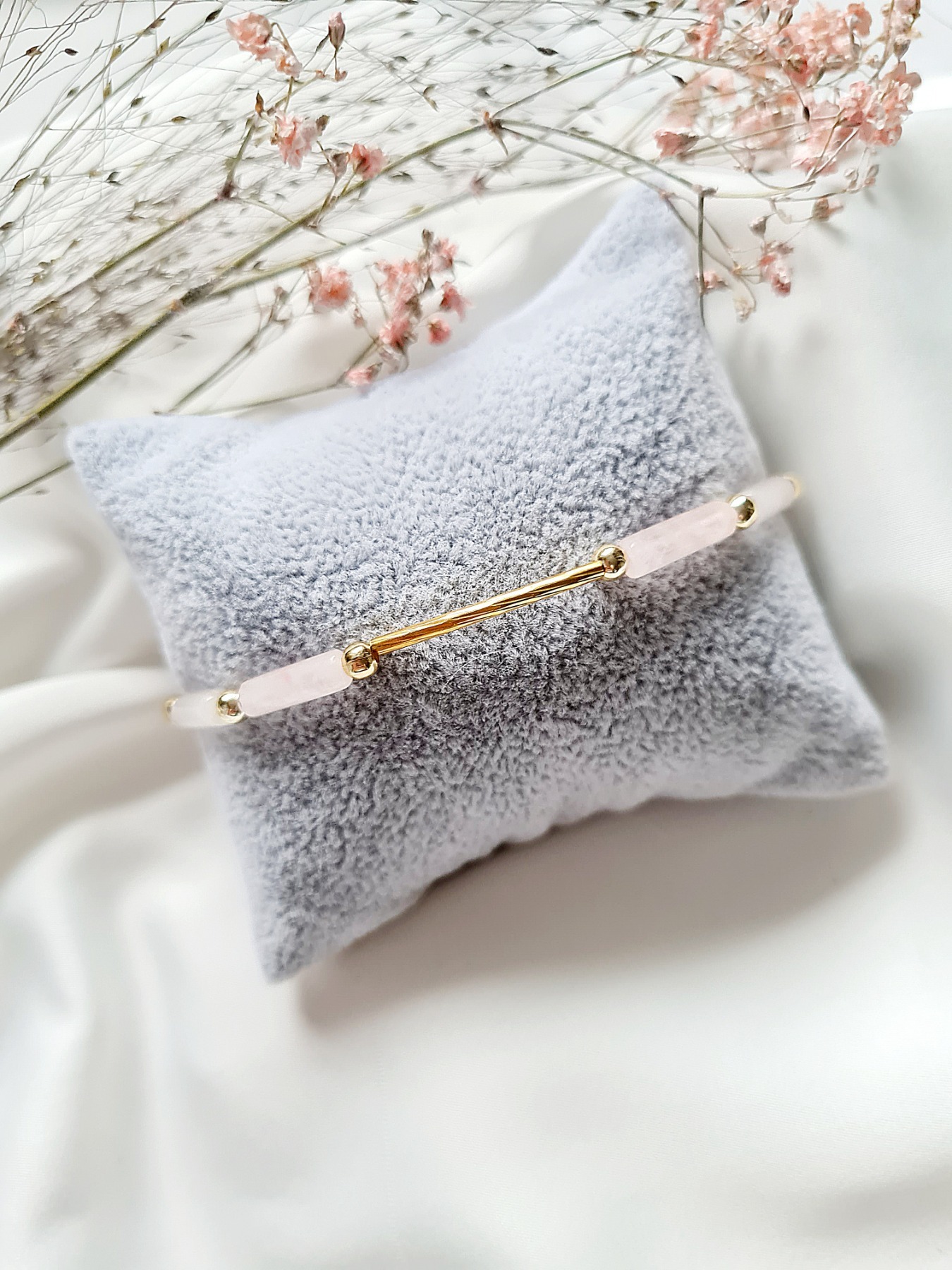 Rosenquarz-Armband stilvoll und schlicht Event zeitlos und stilvoll elegantes Armband
