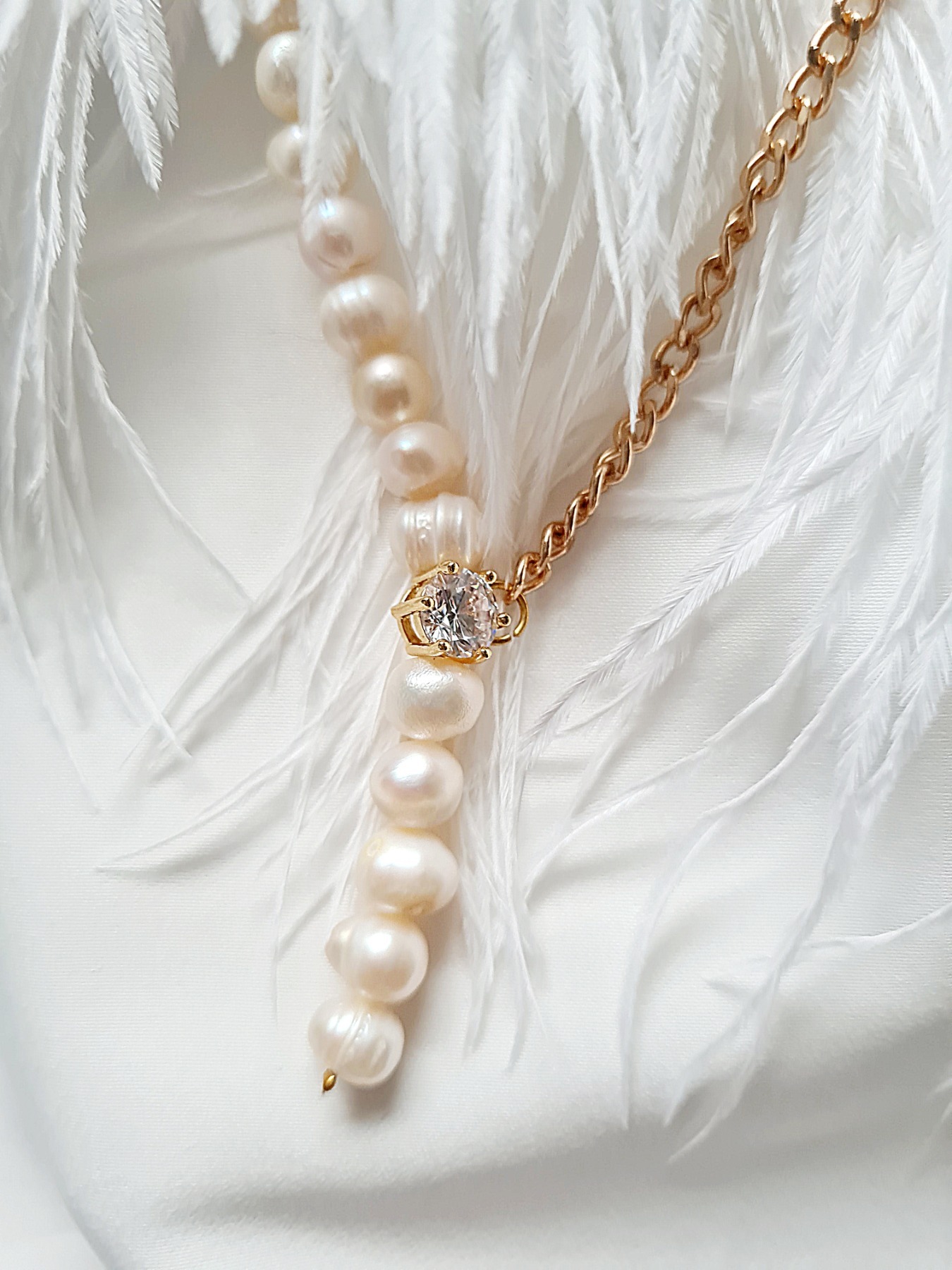 Edelstahlschmuck Süßwasser hochwertige Perlen Frauen Halskette 2