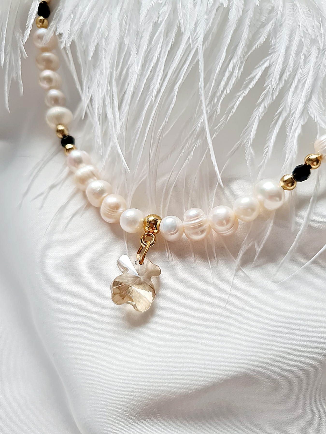 Luxuriöse Halskette funkelnde Perlen glitzernden Anhänger 3