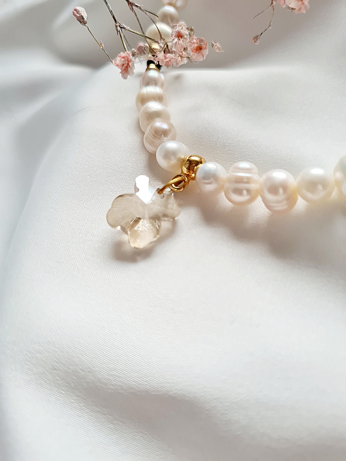 Luxuriöse Halskette funkelnde Perlen glitzernden Anhänger 2