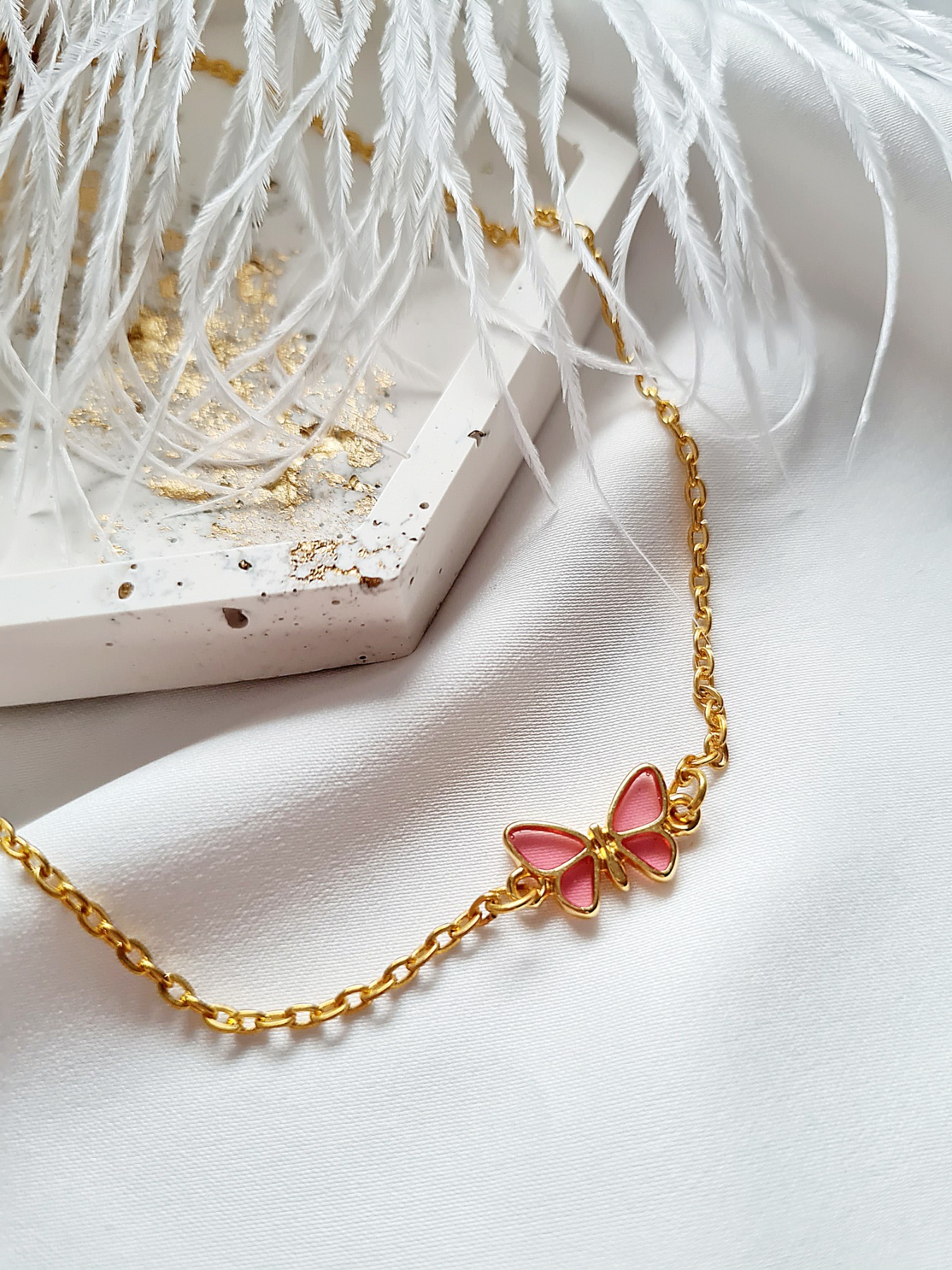 Süße Halskette Gliederkette rot Schmetterlingsverbinder 4