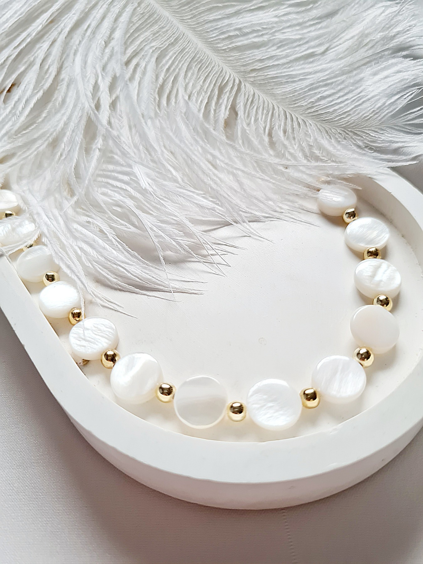 Perlmutt Halskette Weiß edel Frauen Bräute 2