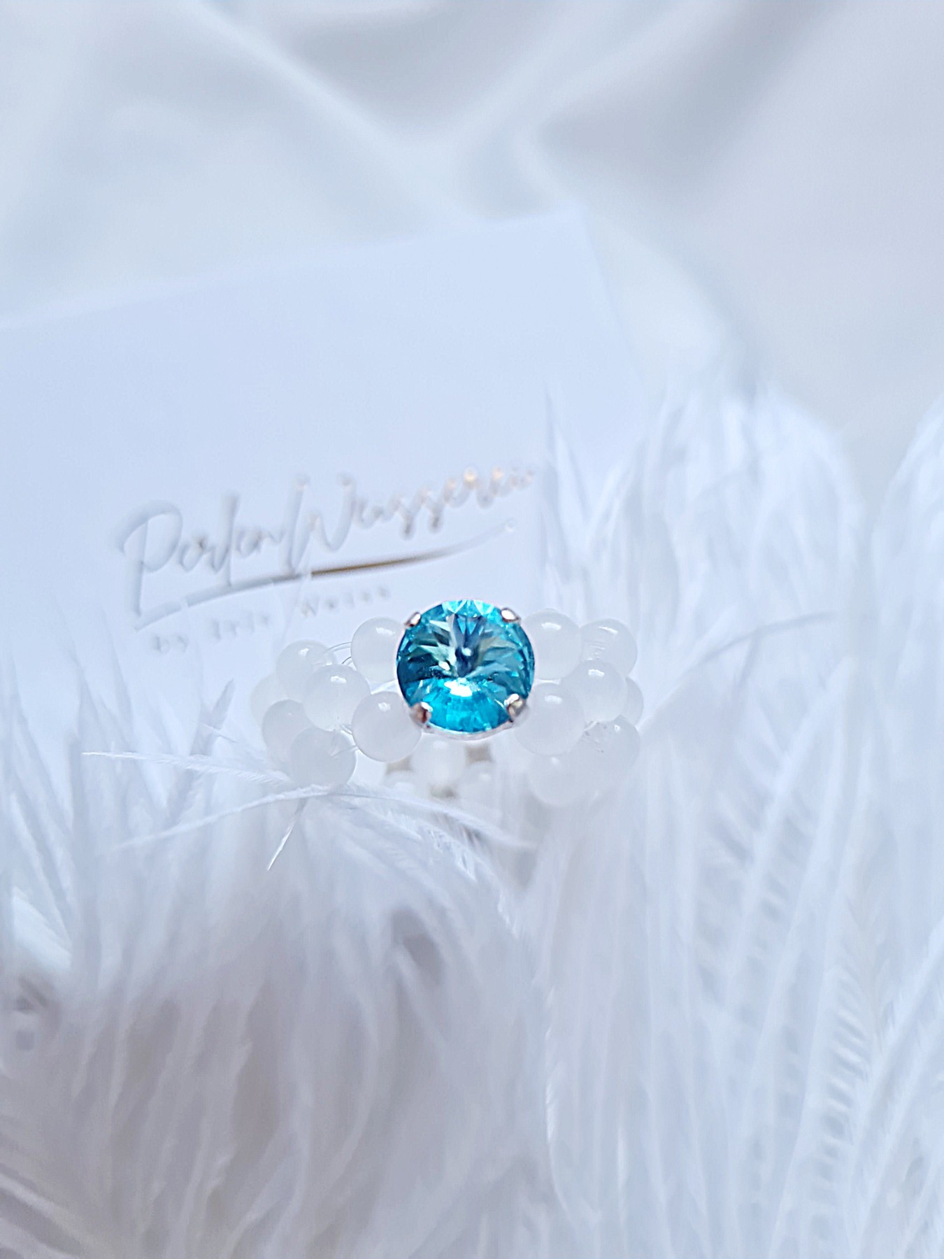 Perlenring einzigartiges Schmuckstück Jadeperlen Ring 6