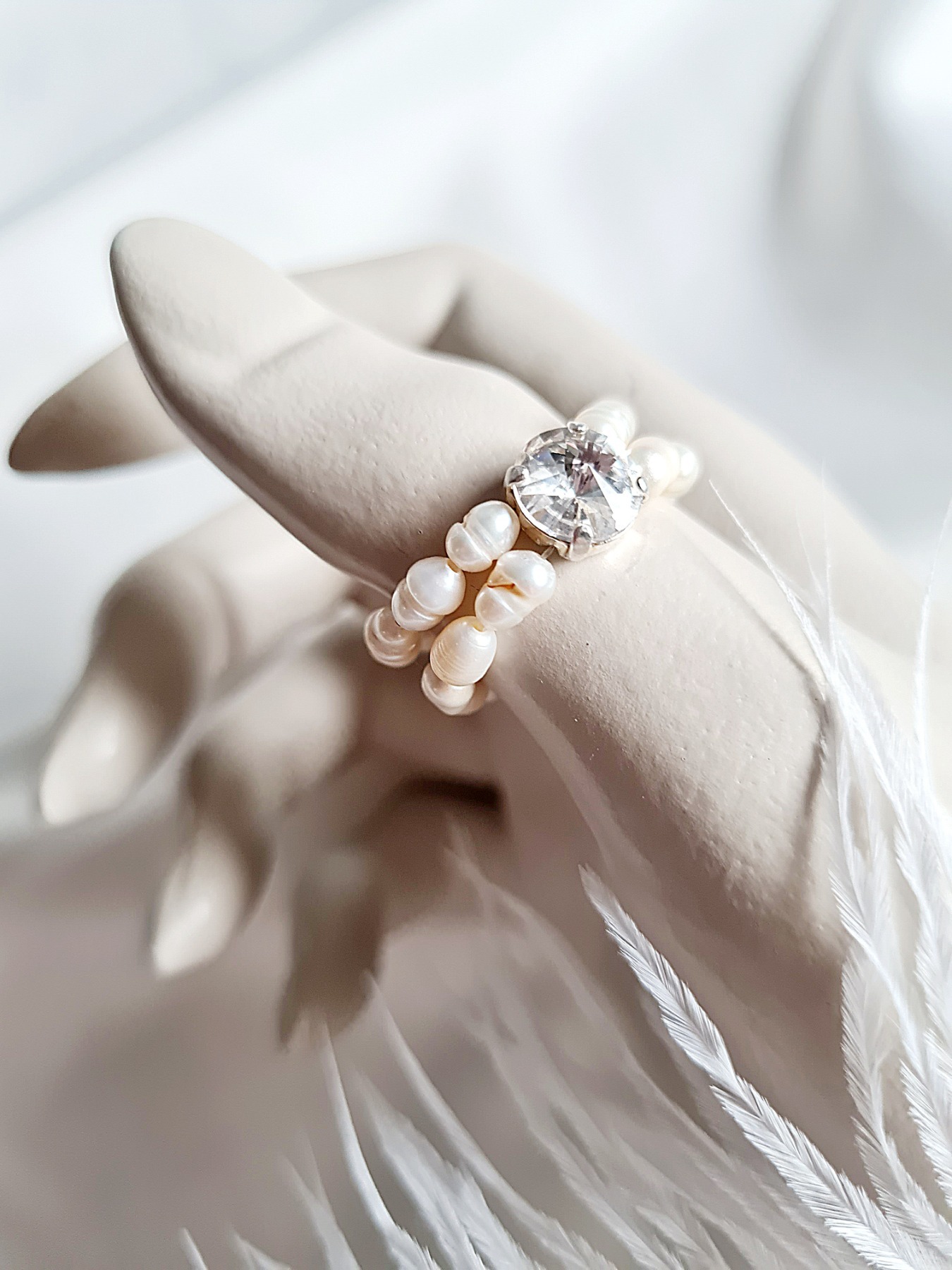 Süßwasser Perlen Perlen Ring auffällige Schmucksteine hochwertige Materialien
