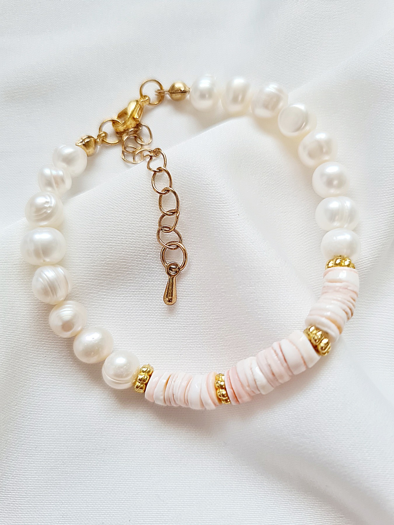 Sommerliche Armbänder Süßwasser-Zuchtperlen Luano Shell Heishi Perlen 8