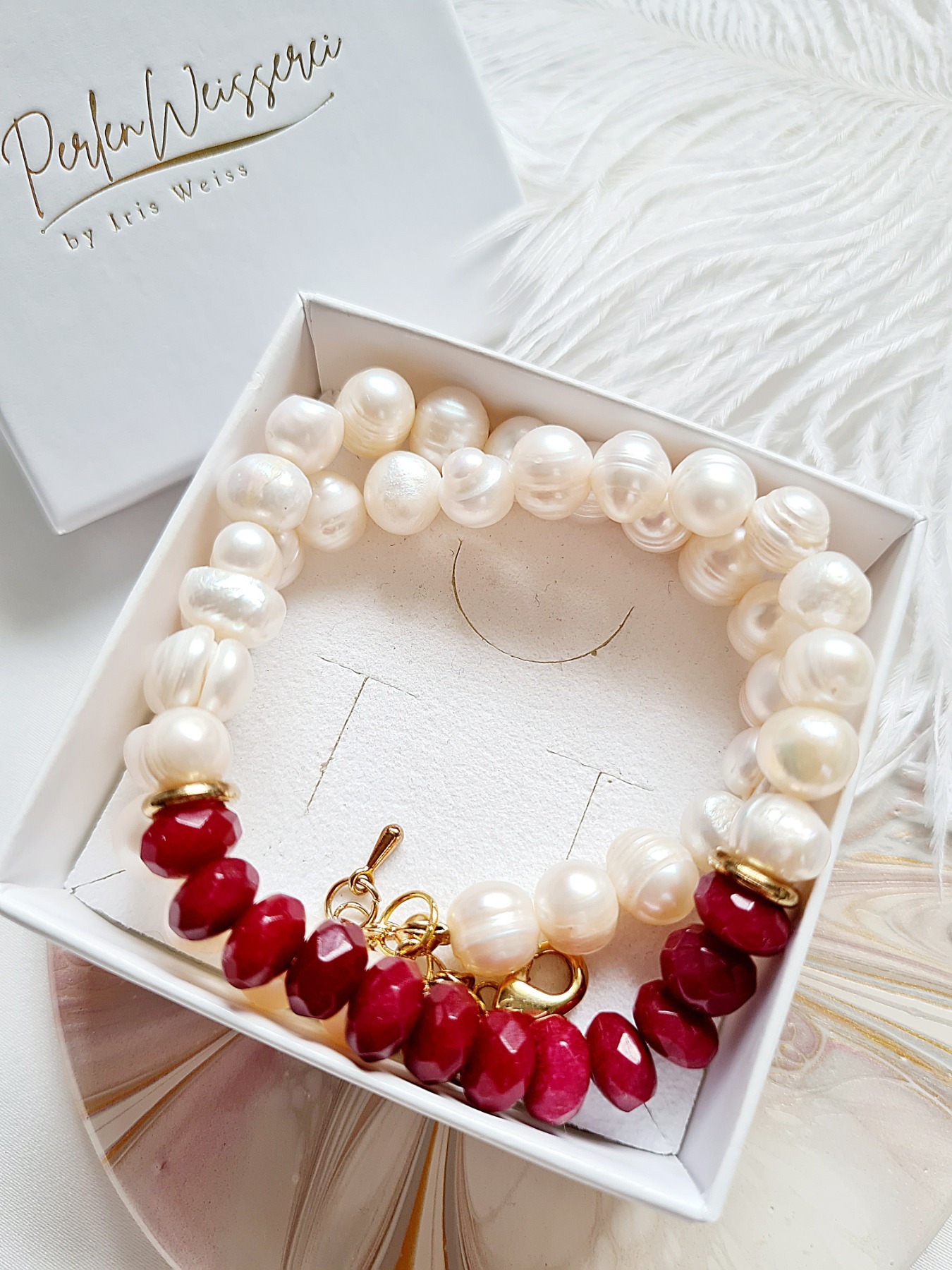 Halskette Süßwasser-Zucht-Perlen Jadeperlen handgefertigt natürliche Eleganz 2