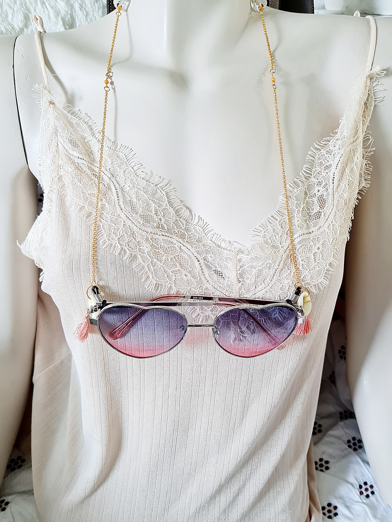 Brillenketten Quasten Muscheln Perlen Sommer-Accessoire 8