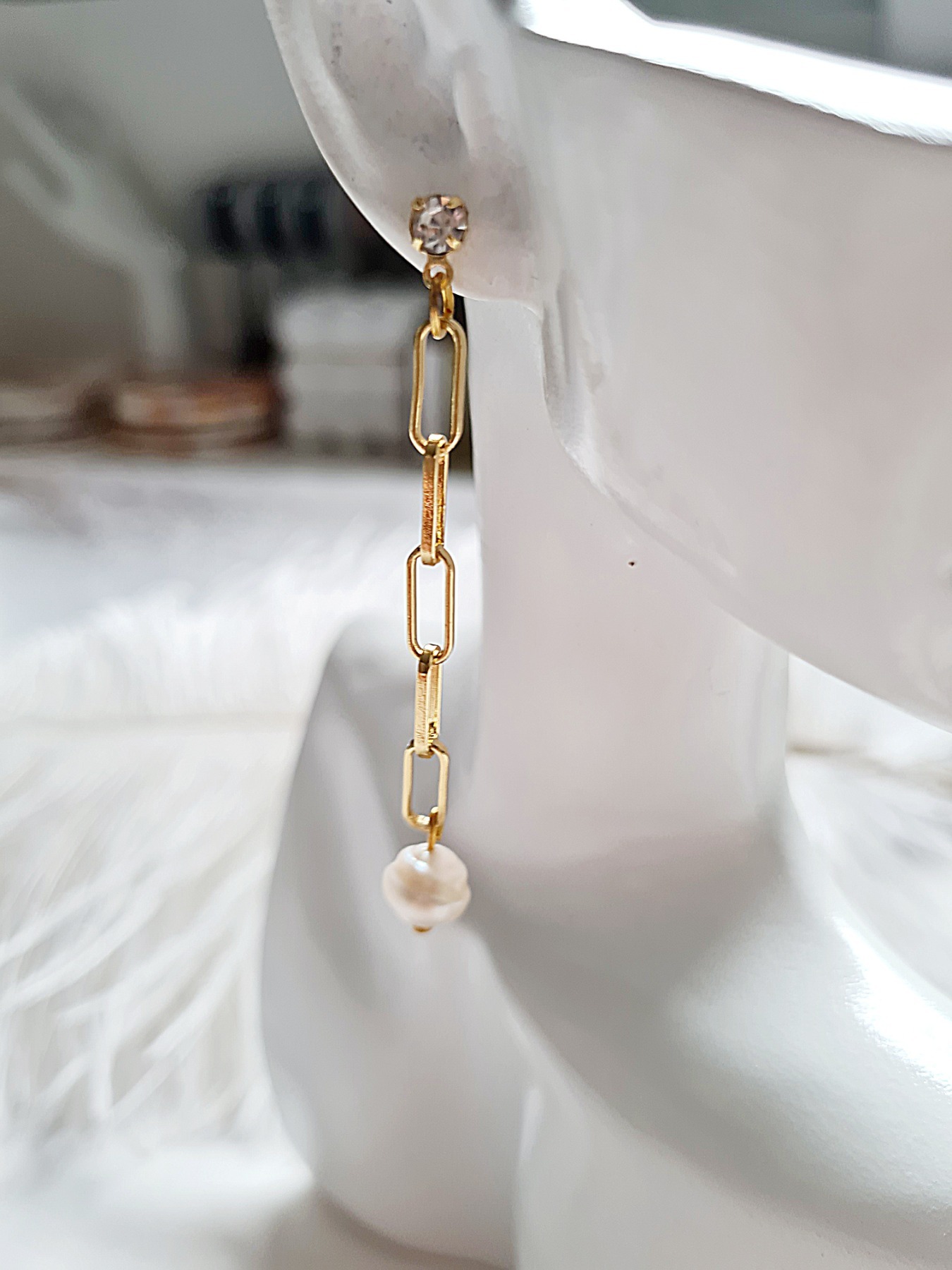 Stilvolle Ohrringe Edelstahl Süßwasser-Zucht-Perlen 18k vergoldet Elegant und zeitlos 6