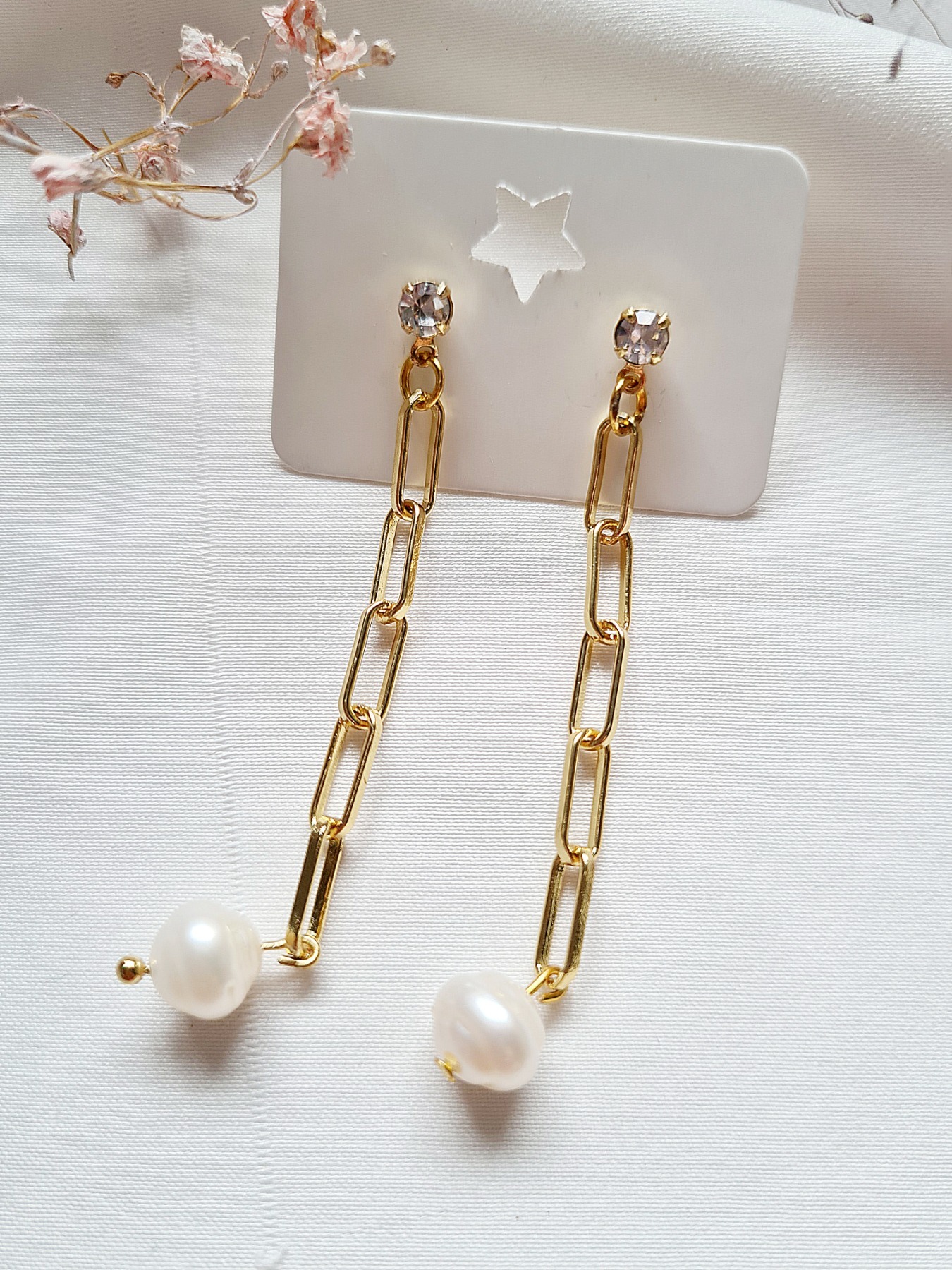 Stilvolle Ohrringe Edelstahl Süßwasser-Zucht-Perlen 18k vergoldet Elegant und zeitlos 2
