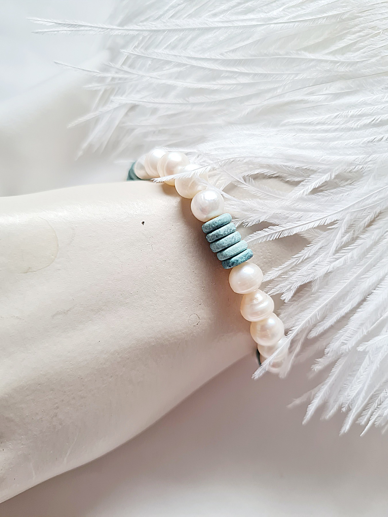 Sommerliche Eleganz Armbänder Süßwasser-Zucht-Perlen Keramikperlen zeitlose Schönheit 3