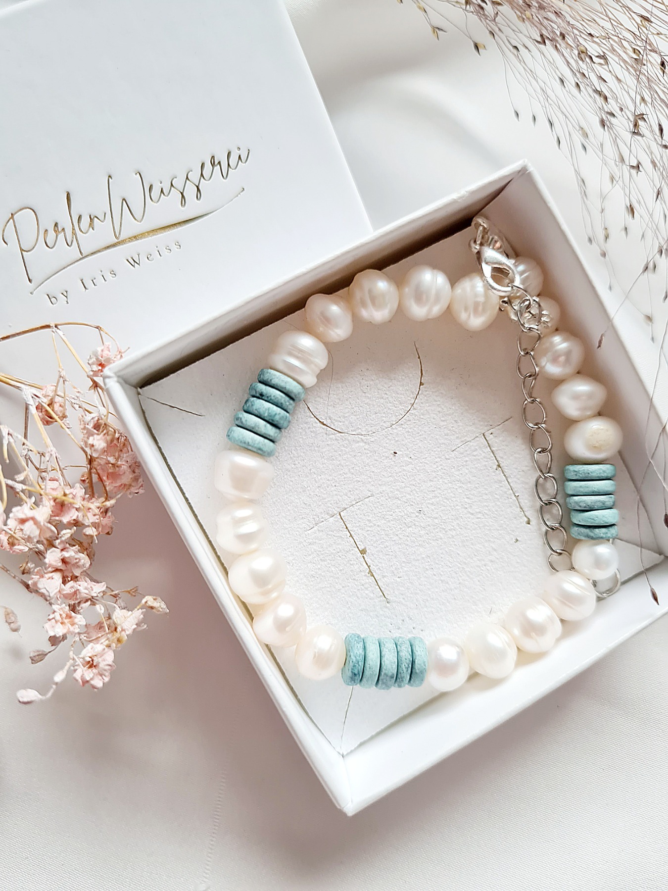 Sommerliche Eleganz Armbänder Süßwasser-Zucht-Perlen Keramikperlen zeitlose Schönheit 6